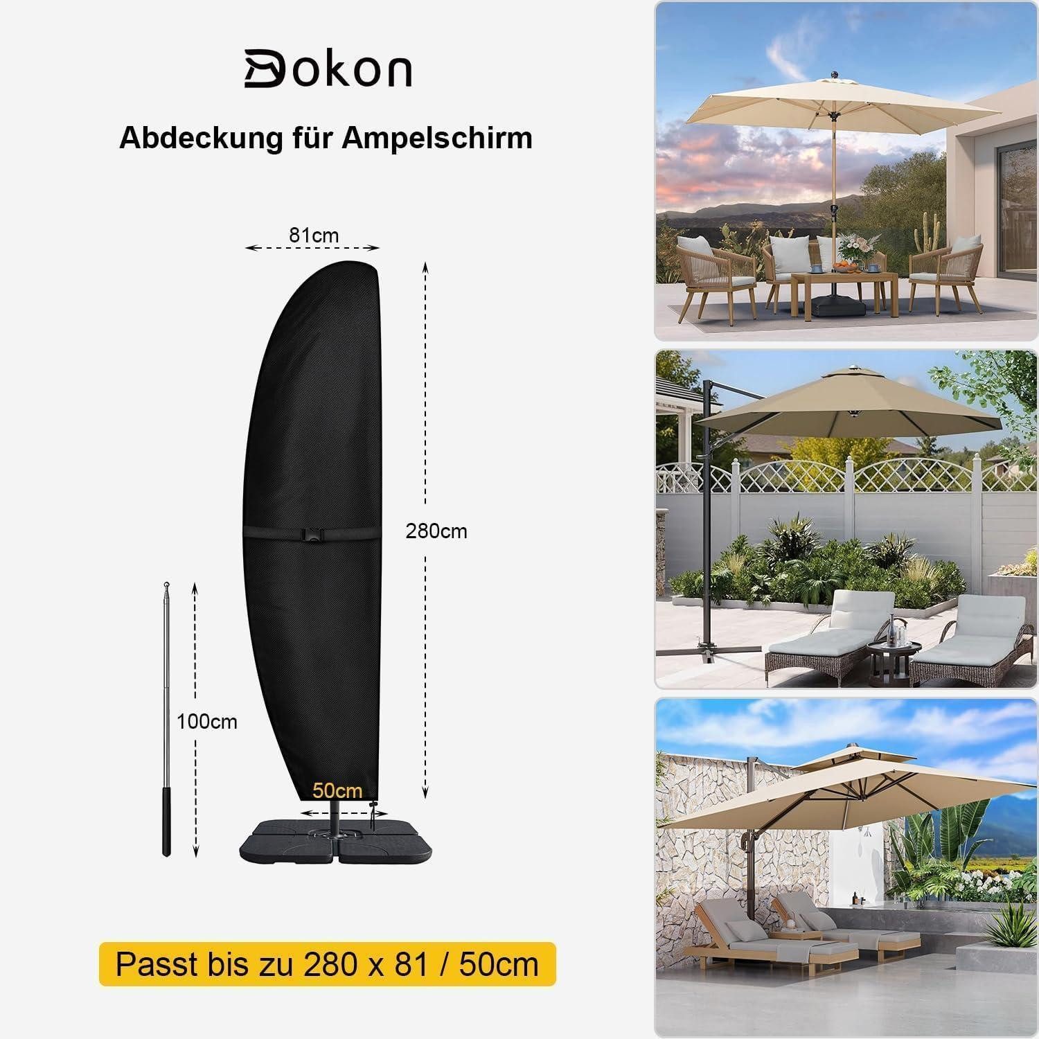 LuxusKollektion Sonnenschirm-Schutzhülle Ampelschirm Schutzhülle wasserdicht Ø 3m/4m Winterfest UV Sonnenschirm (1-St) – Bild 2 von 5