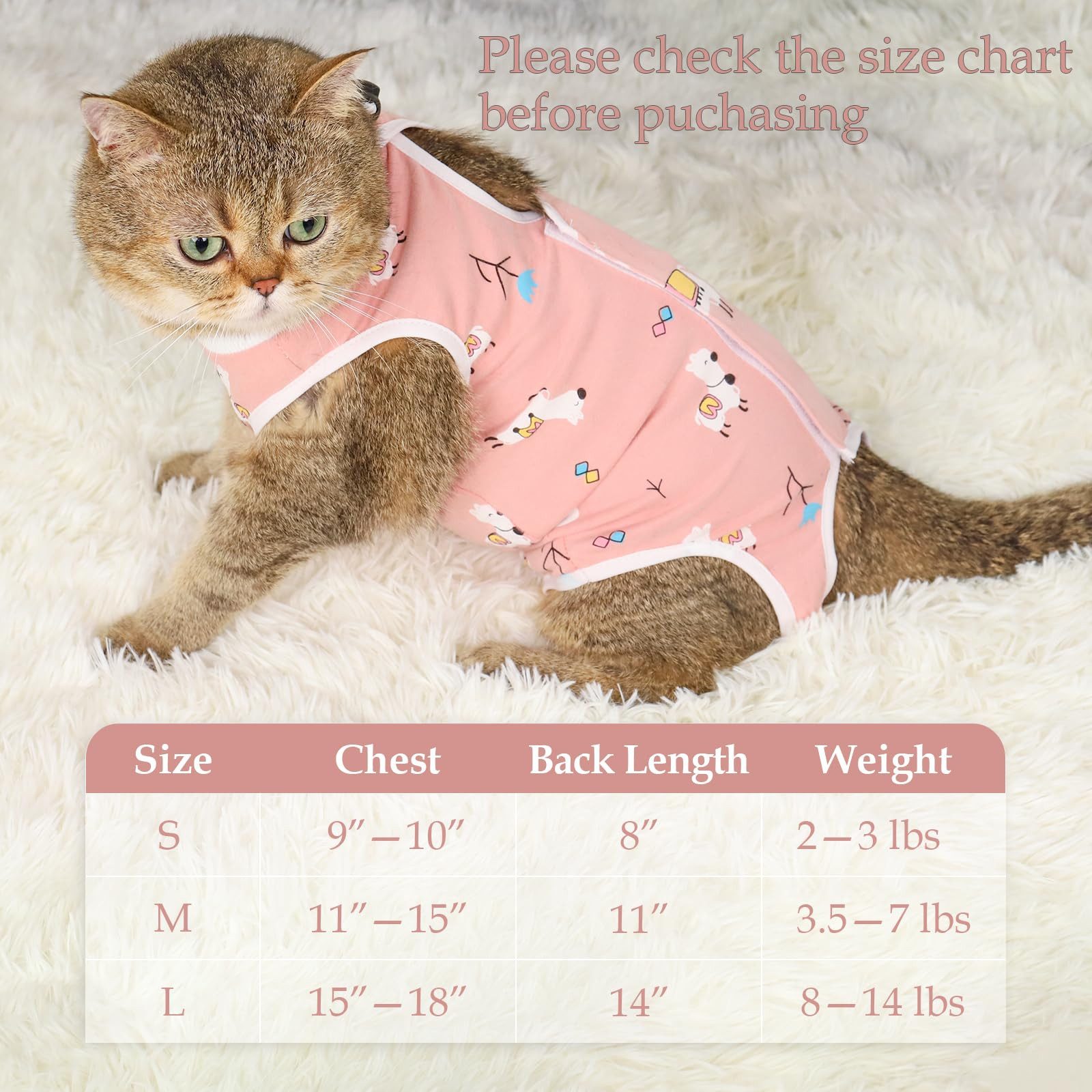 Ledander Tiermantel Katzen-Recovery-Anzug für Spay Bauchverletzungen Weiblich, Onesie, für nach der Operation, Chirurgie-Recovery-Anzug Kätzchen-Onesie