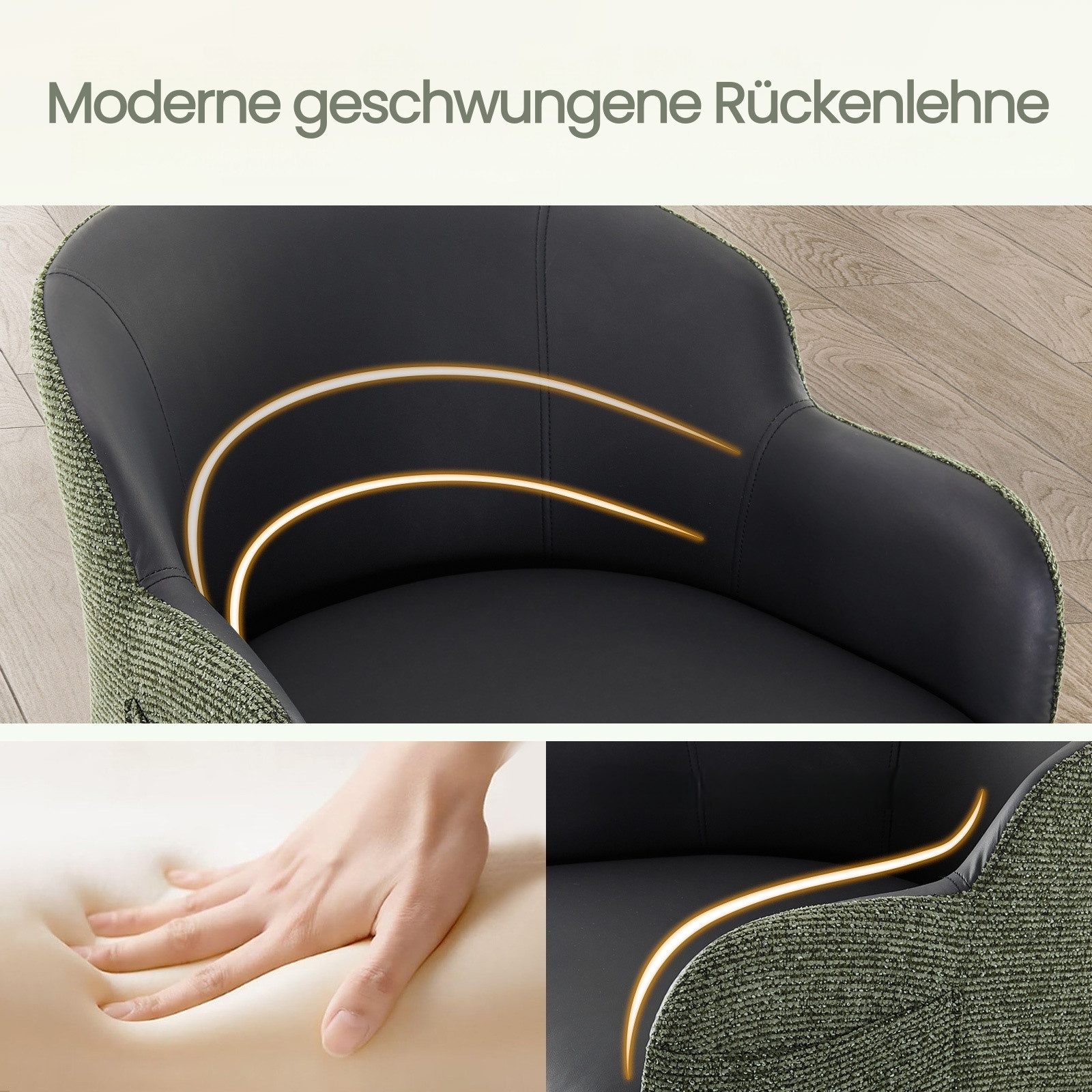 IWMH Bürostuhl Schreibtischstuhl mit Armlehnen, Höhenverstellbar Drehstuhl, Stuhl für Schminktisch, Homeoffice – Bild 5 von 5