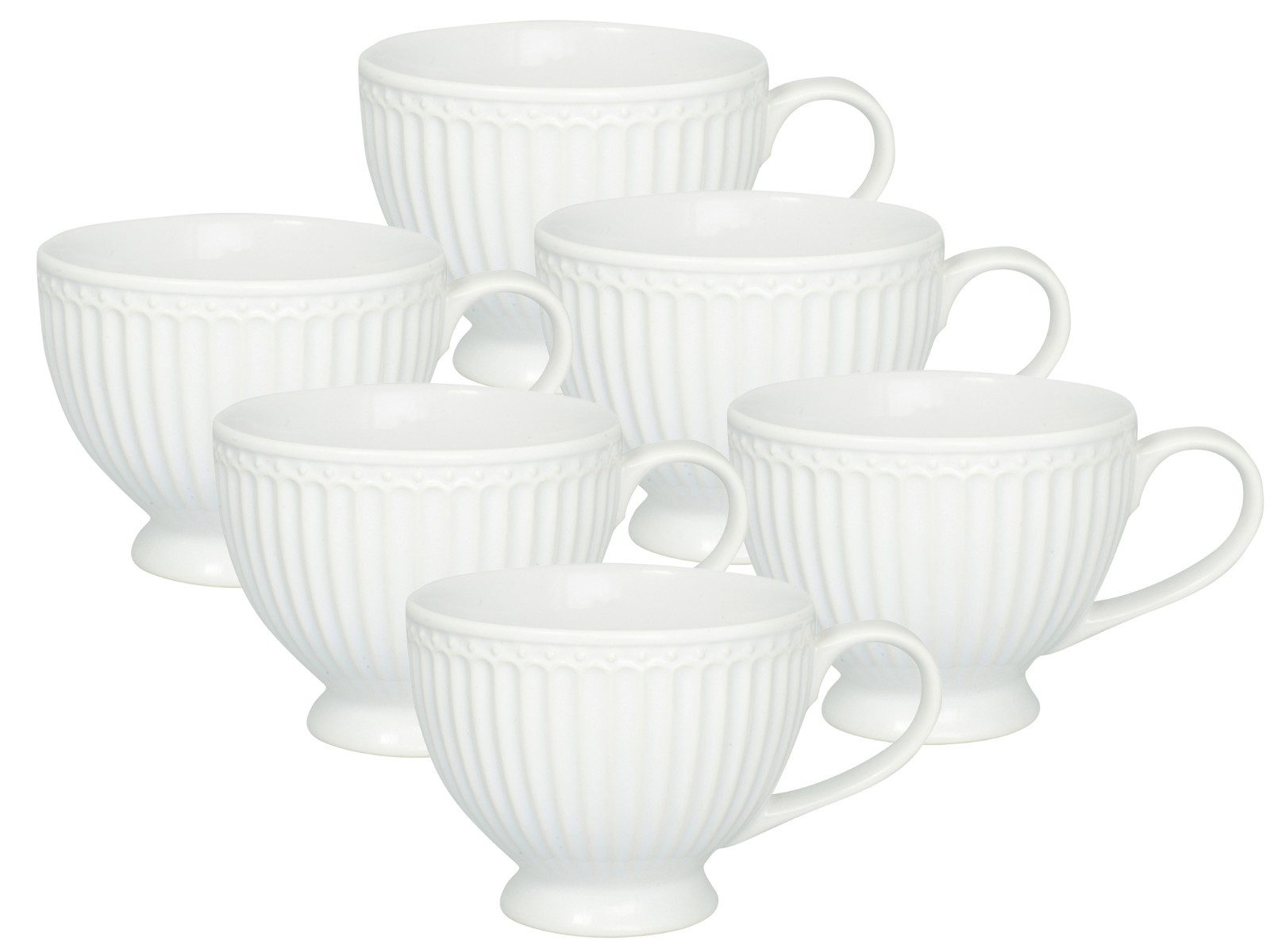 Greengate Tasse Alice Teetasse white 0,4l Set6, Steinzeug