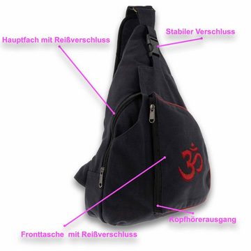 KUNST UND MAGIE Schultertasche Sling Bag Hippie Bodybag Schultertasche OM Symbol Rucksack L