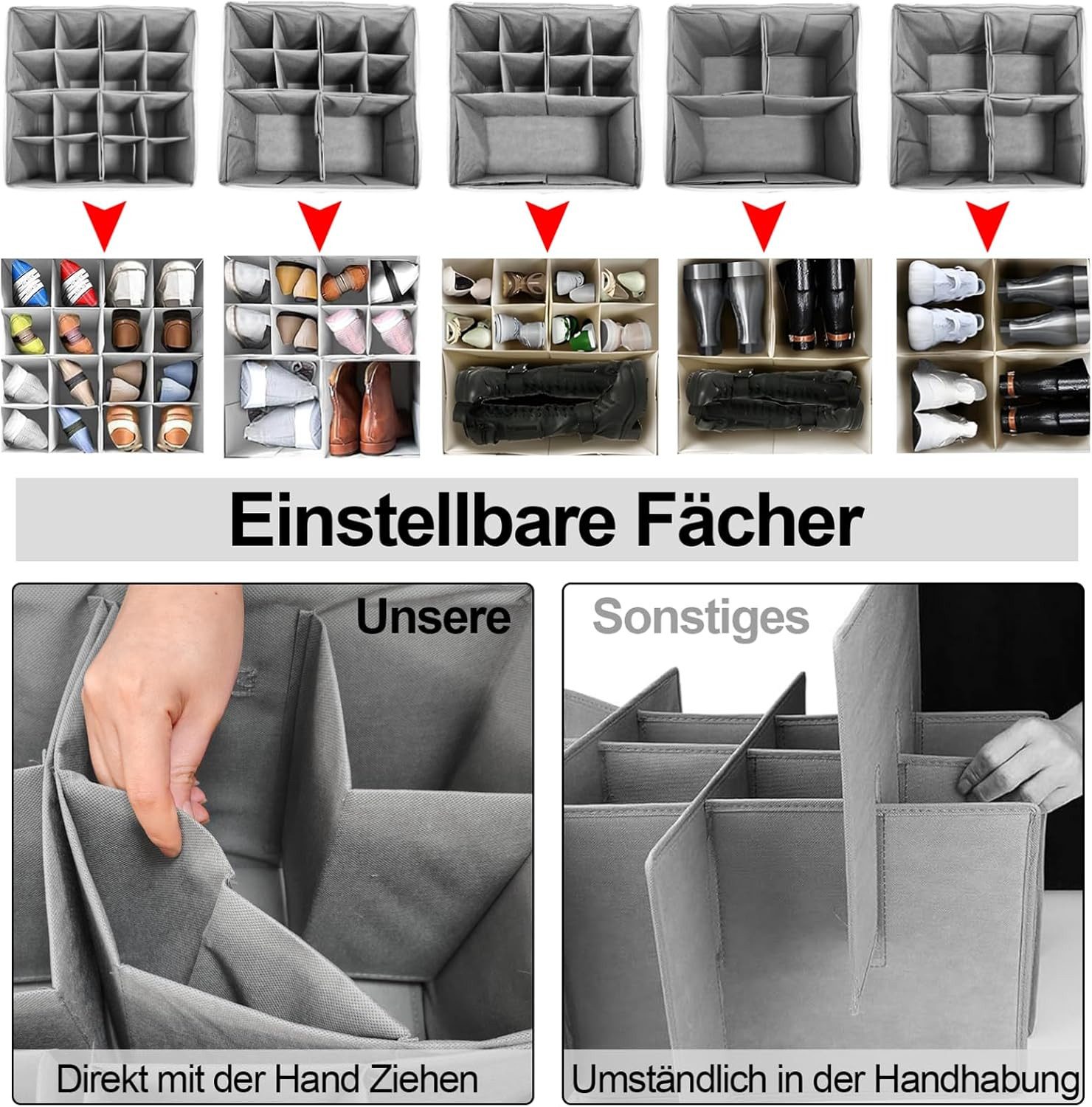 FELIXLEO Schuhbox Schuh Organizer mit GriffeSchuhboxen Großer Faltbar Stoff Schuhbox (1 St) – Bild 4 von 5