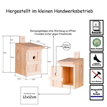 BigDean Nistkasten Vogelhaus für Meisen & Kleinvögel Massivholz 27x17x17cm Brutkasten