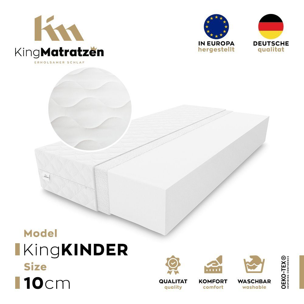Kindermatratze KingKINDER 80x160x10cm aus hochwertigen Kaltschaum, günstig online kaufen