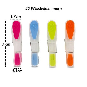 SOHFA Wäscheklammern 50er Set bunte Wäscheklammern, Soft-Grip