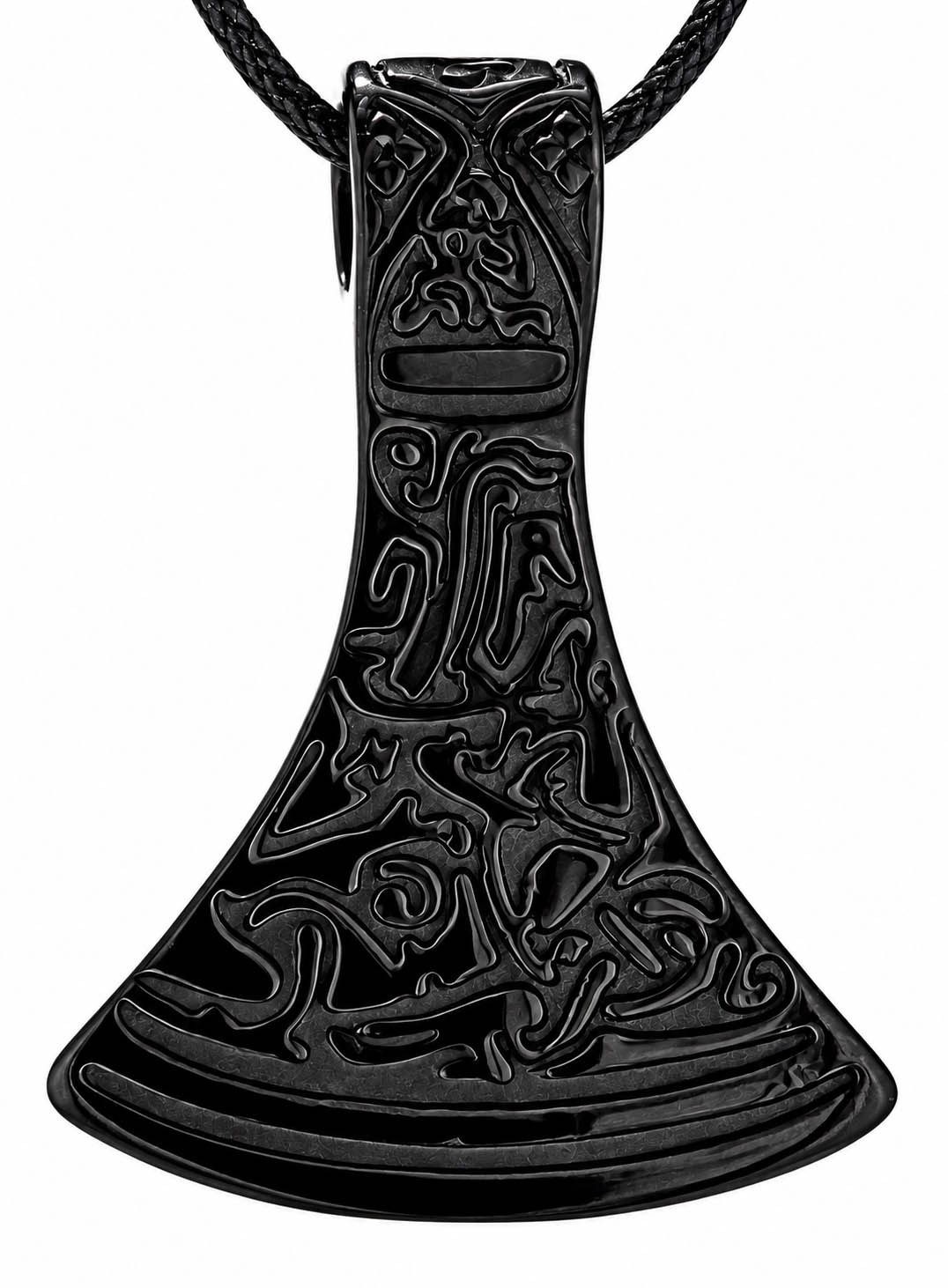 Kiss of Leather Kettenanhänger schwarz Axt Streitaxt Anhänger aus Edelstahl