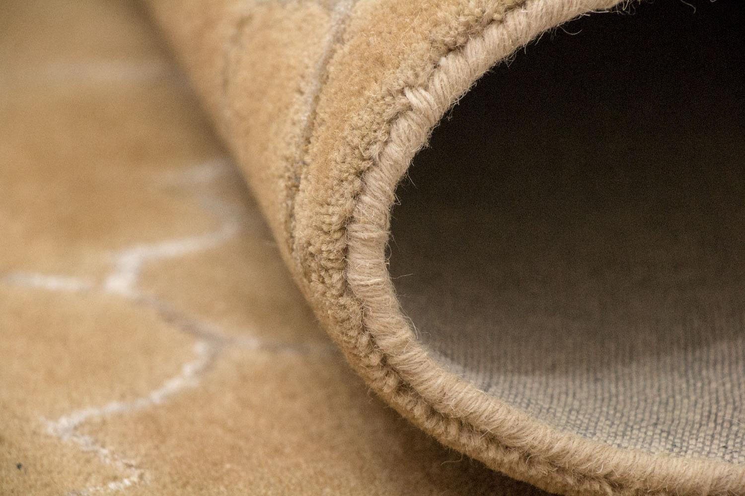 Wollteppich »Designer Teppich handgetuftet gold«, morgenland, rechteckig, Höhe 18 mm-kaufen