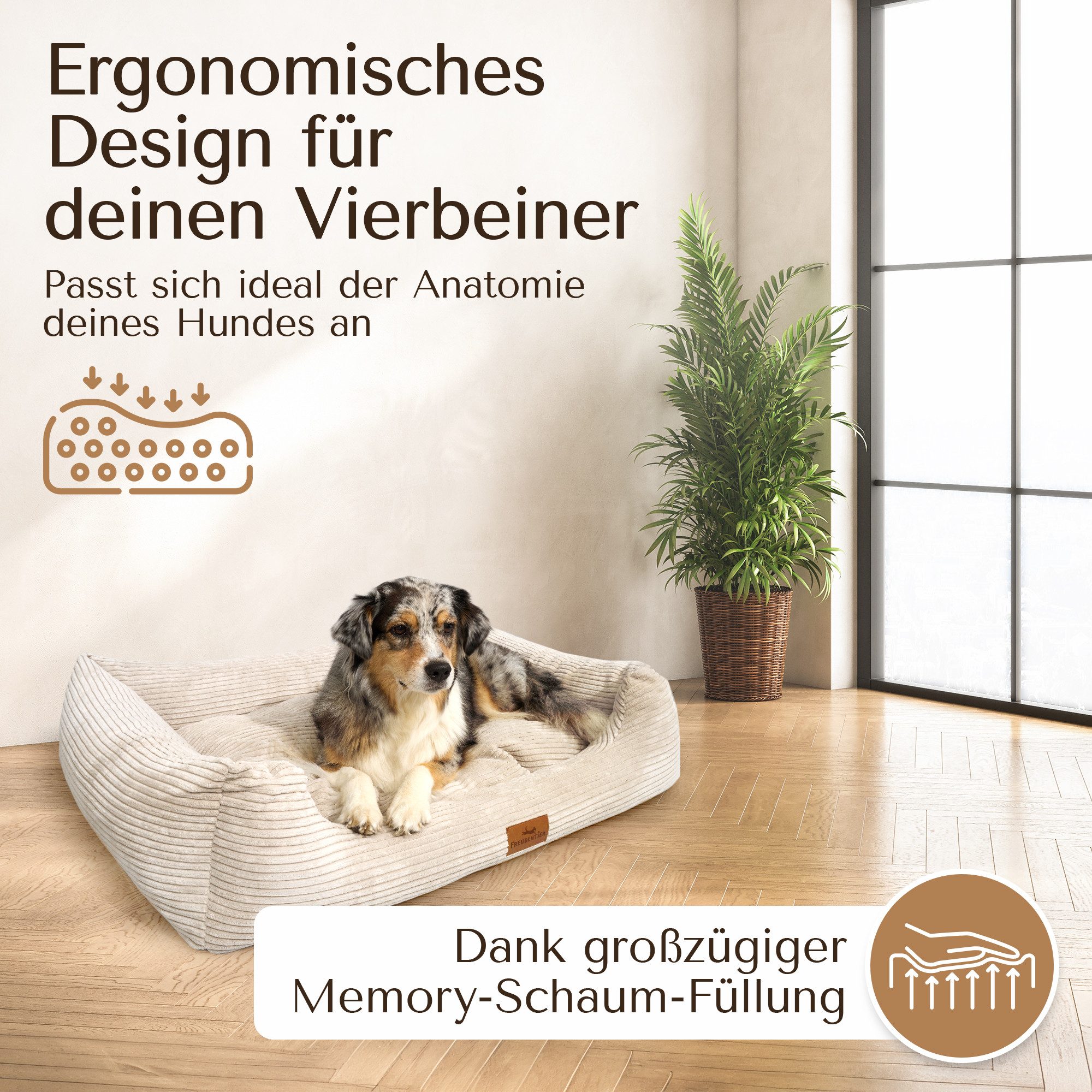 Freudentier Hundekorb Hundebett orthopädisch aus Cord, günstig online kaufen