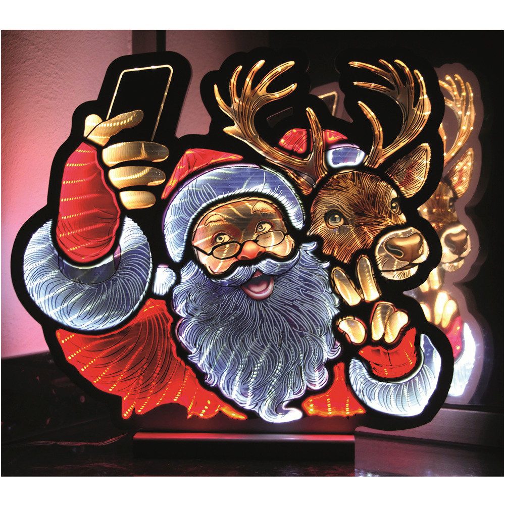 Star-Max LED Dekofigur 36659 Day&Night Infinity Selfi-Santa 366 LED 6/18h Timer 3m Zuleitung