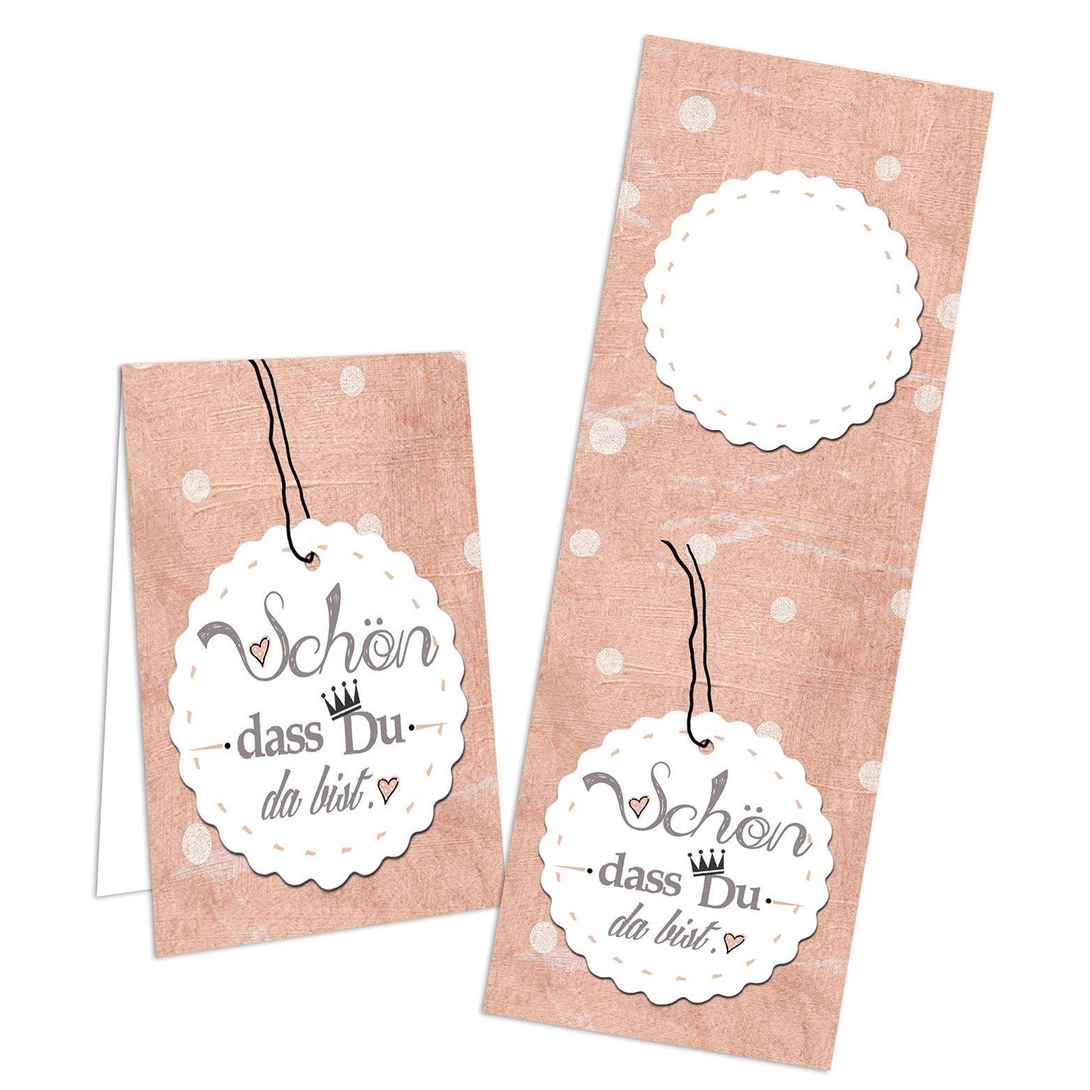 Logbuch-Verlag Aufkleber Aufkleber lang Schön dass du da bist 5 x 14,8 cm rosa weiß 10 Stück
