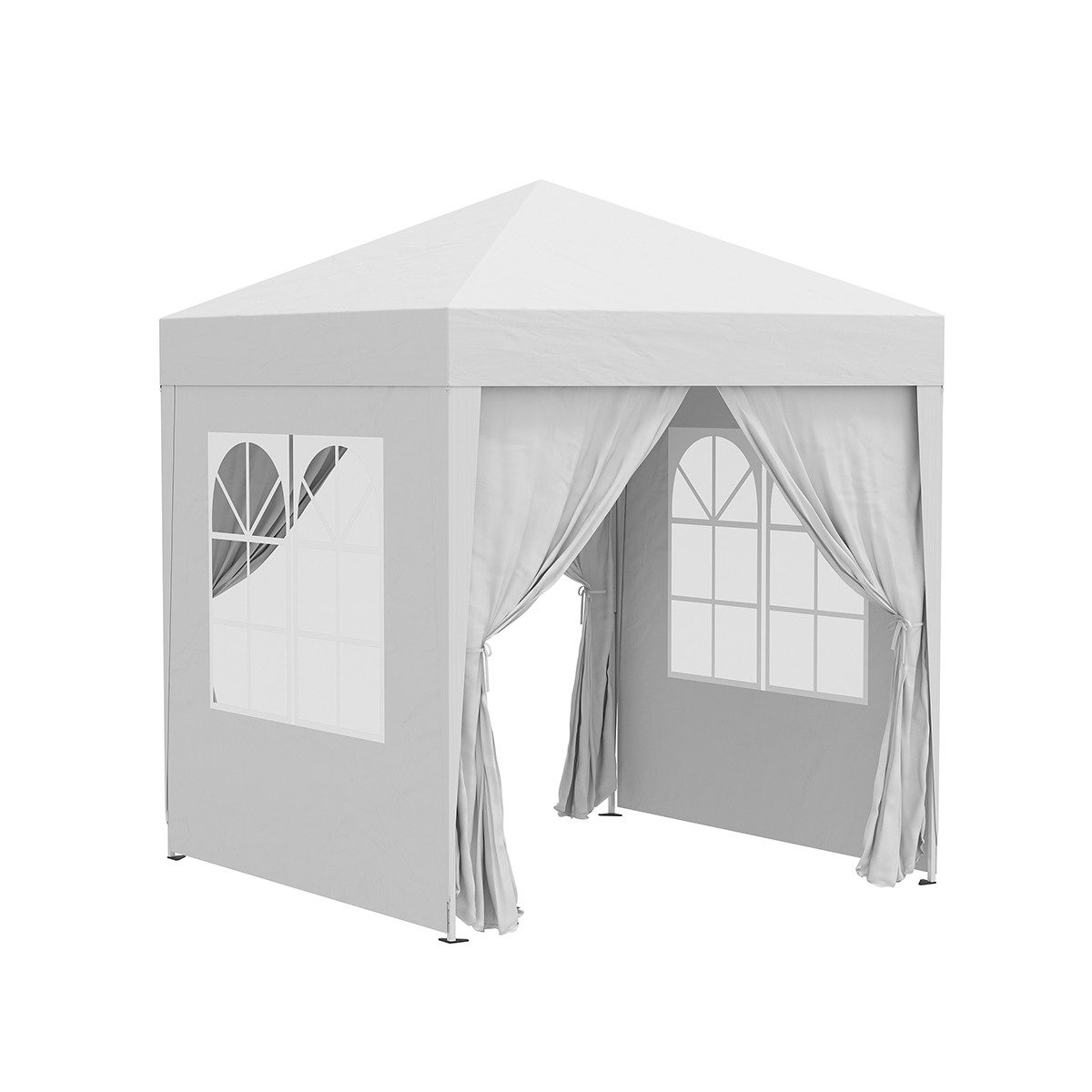 XDeer Partyzelt Pavillon mit 4 abnehmbare Seitenwände und 2 Fenster, Bierzelt Faltpavillon Partyzelt Gartenpavillon 2 x 2m Weiß