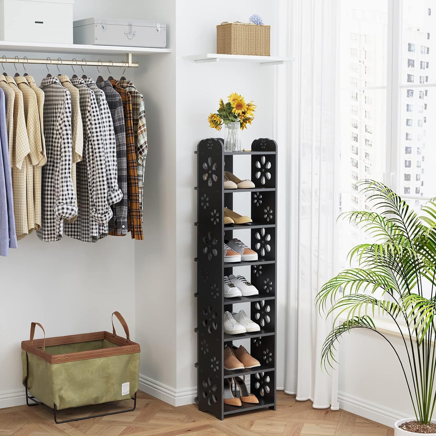 NAIMP Schuhregal Verstellbare Pflaumenblüte Schuhregal für Flur, Eingang, W günstig online kaufen