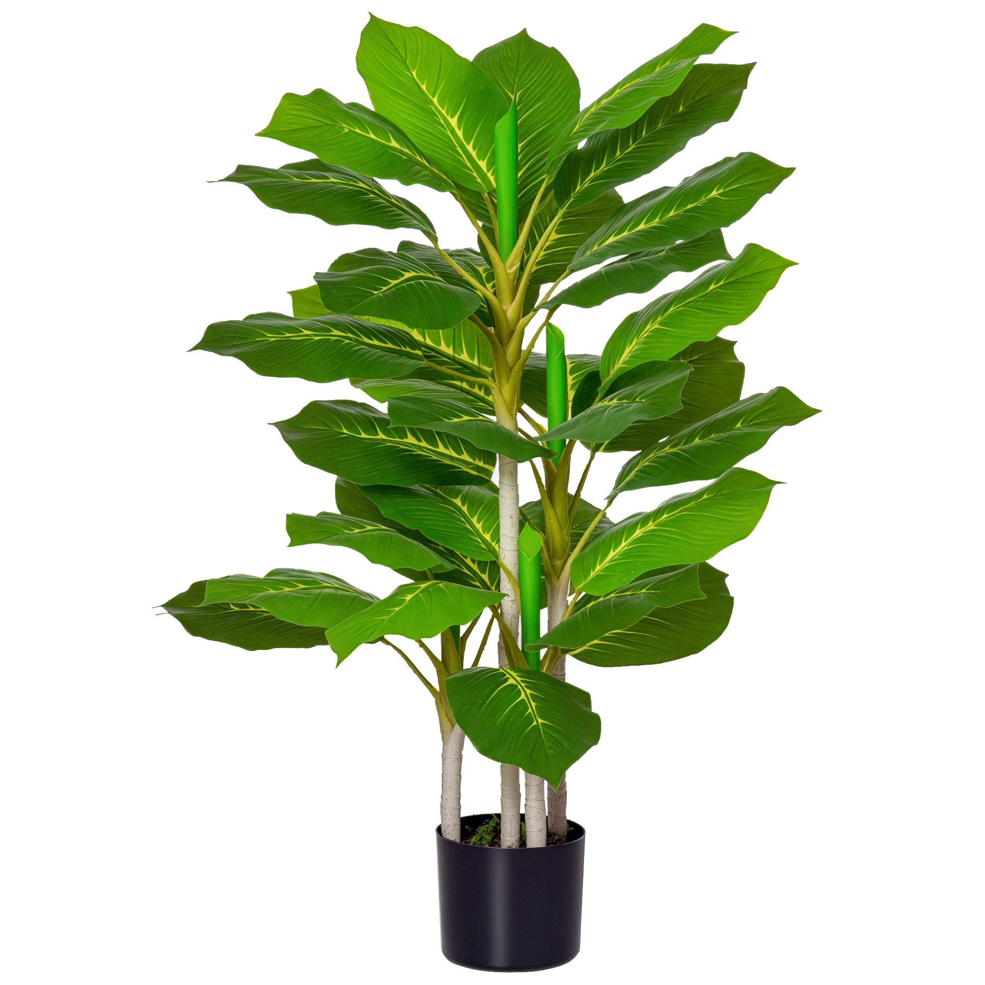 Kunstpflanze Künstlicher Baum mit 33 Blättern, künstliche Pflanze Aglaonema (immergrün), HOMCOM, Höhe 95.0 cm, mit Topf, pflegeleicht, realistisch – Bild 2 von 5
