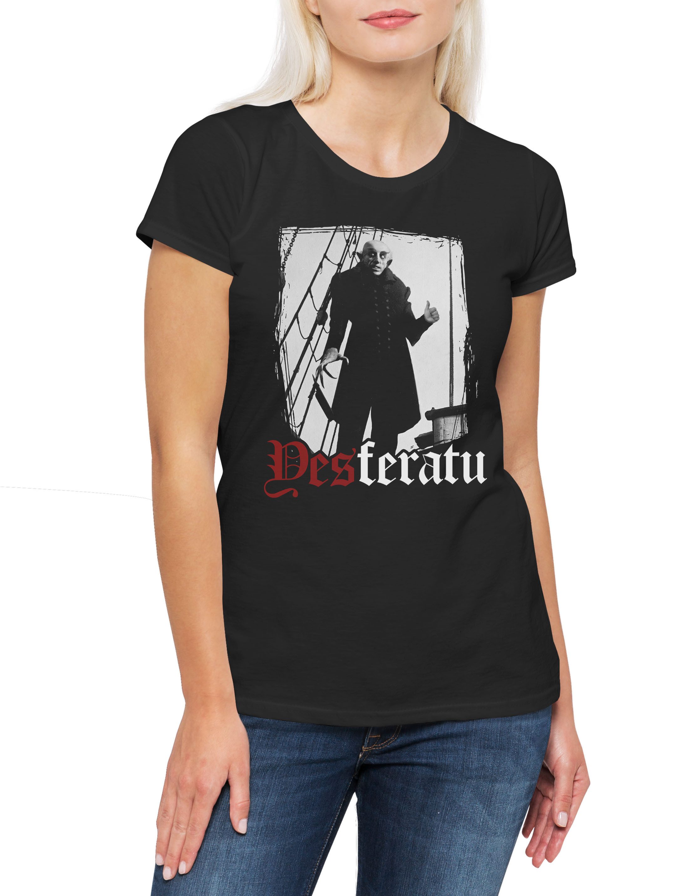 Print-Shirt Yesferatu B Damen T-Shirt Classic Movie Film Nosferatu Kinski Bela