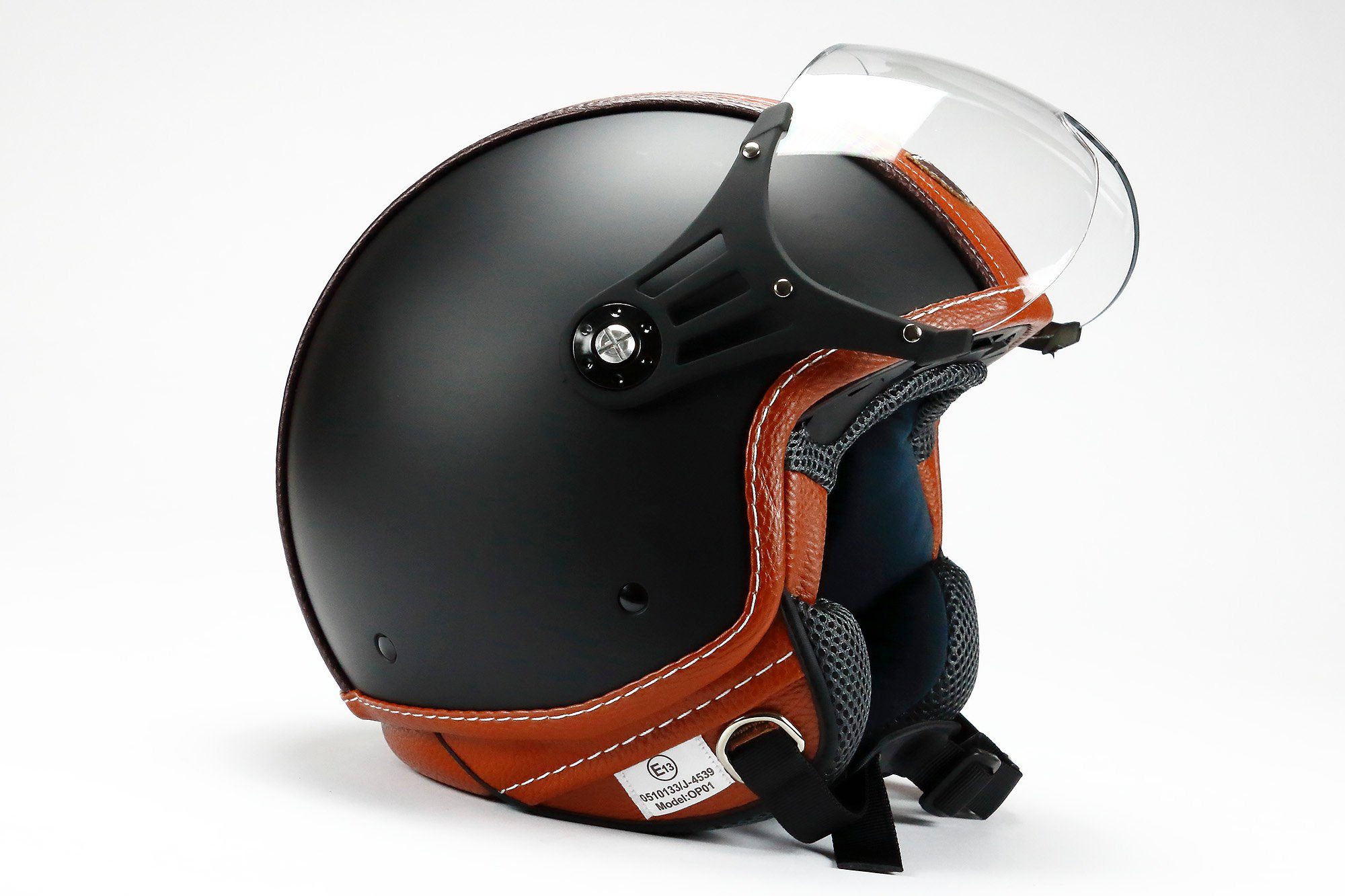 BNO Motorradhelm BNO Motorradhelm, Jethelm, Pilotenhelm, PL 26, Matt-Schwarz-Braun, sehr leicht, volle ECE Prüfung