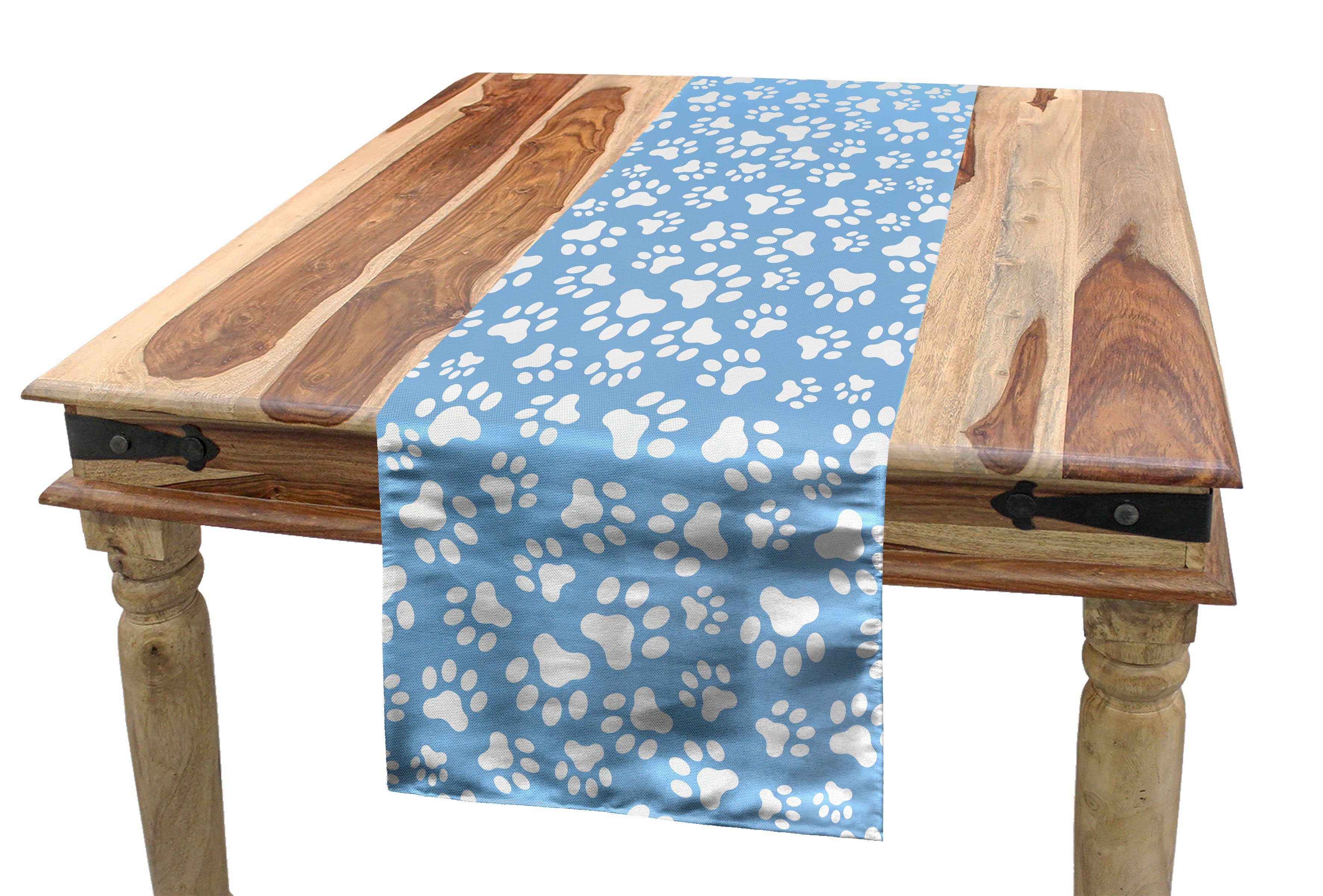 Rechteckiger Pet auf Tischläufer Blau Dekorativer Esszimmer Marks Fuß Pfotenabdruck Tischläufer, Abakuhaus Küche