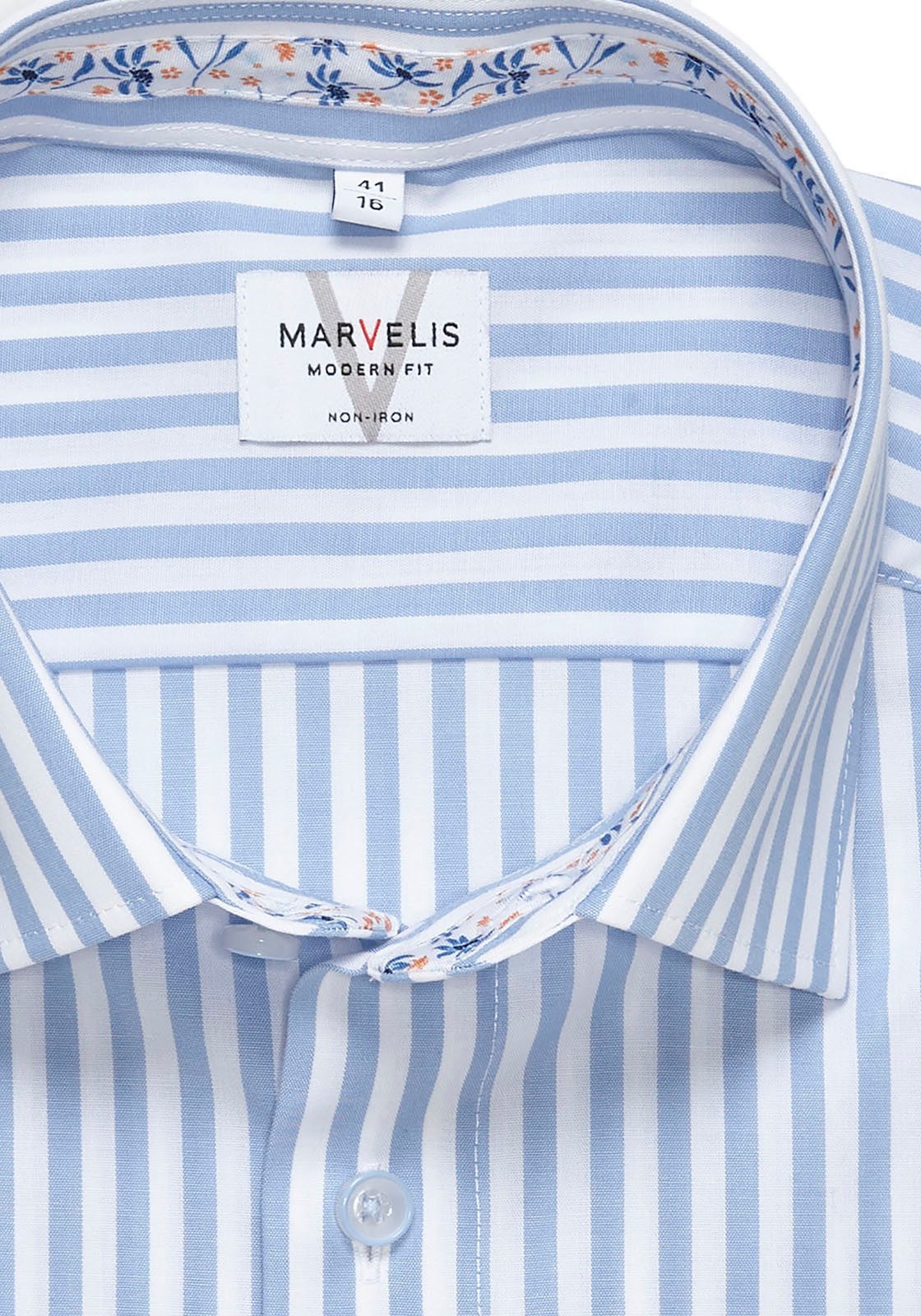 MARVELIS Kurzarmhemd Businesshemd, modern fit, bügelfrei, Kentkragen