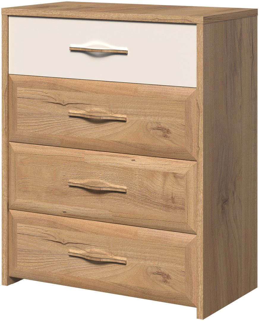 OTTO home Kommode Gala, melaminbeschichtet,1 Schublade beige hochglänzend UV lackiert (Soft-Close Funktion, Maße: B/T/H 86/46/105cm), Sideboard mit 4 Schubladen, klassische Rahmenoptik, FSC®-zertifiziert