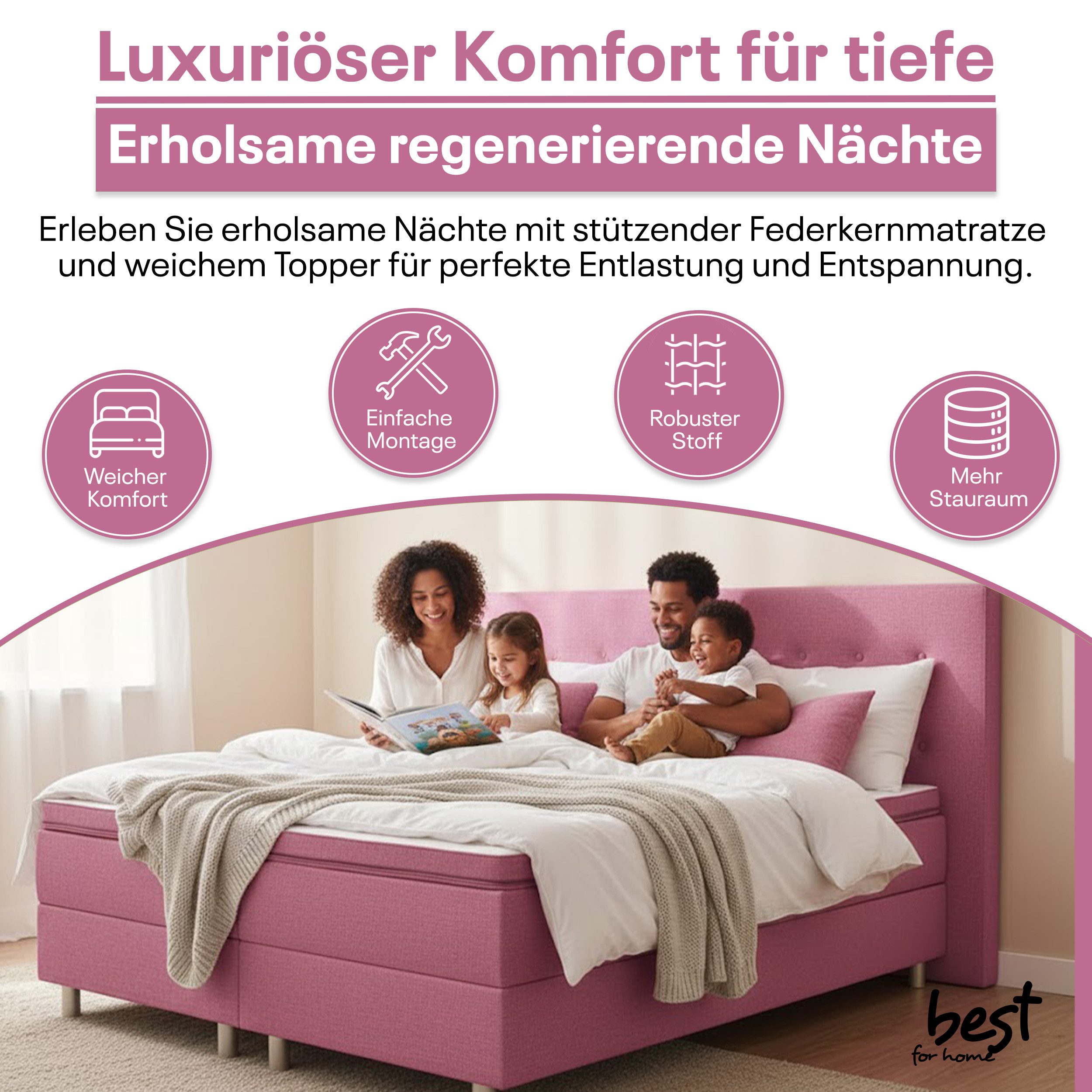 Best for Home Boxspringbett Boxspringbett NEO mit Bonellfederkern & 5 cm To günstig online kaufen