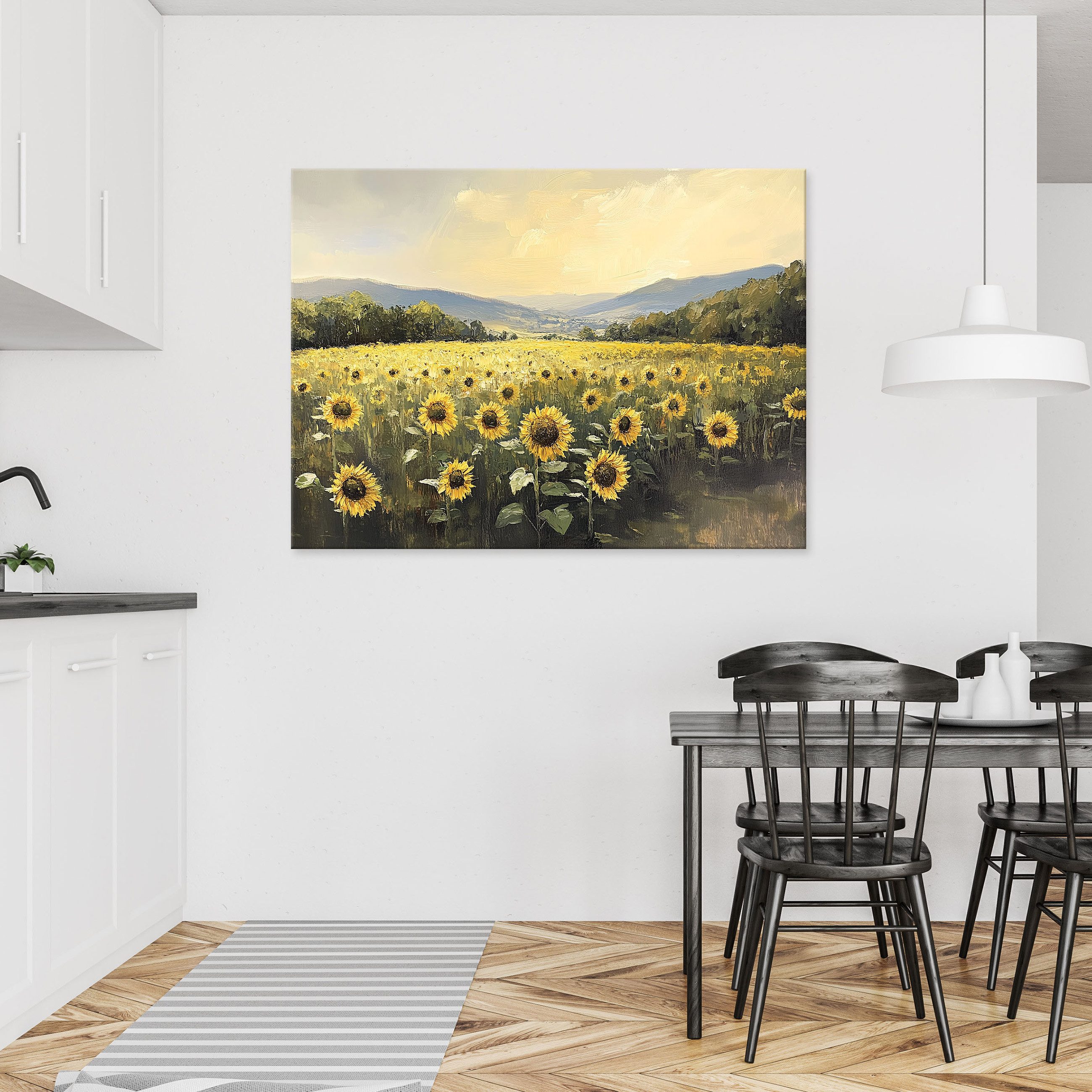 Wallarena Leinwandbild Blumen Sonnenblumen - Gelb - Elegant - Wohnzimmer, Blumen, 40x30x2cm