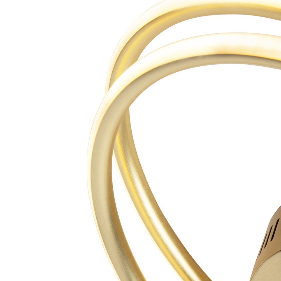 Qazqa Deckenleuchte Rowan, Dimmbar, LED fest integriert, Extra-Warmweiß, QAZQA Deckenleuchte, integrated, Gold, Aluminium, Design