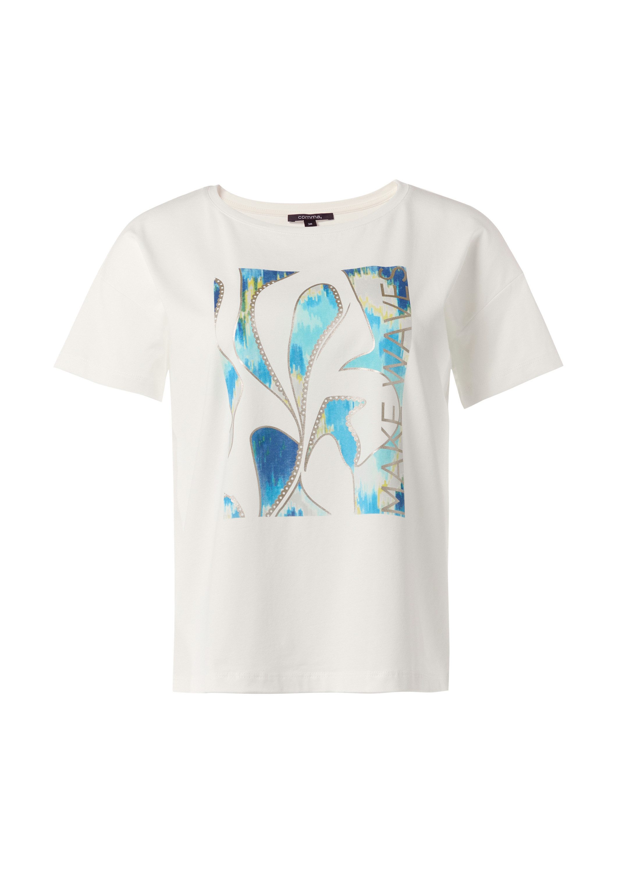 comma Kurzarmshirt T-Shirt Boxy-Shirt aus Baumwollmix mit Artwork-Print günstig online kaufen