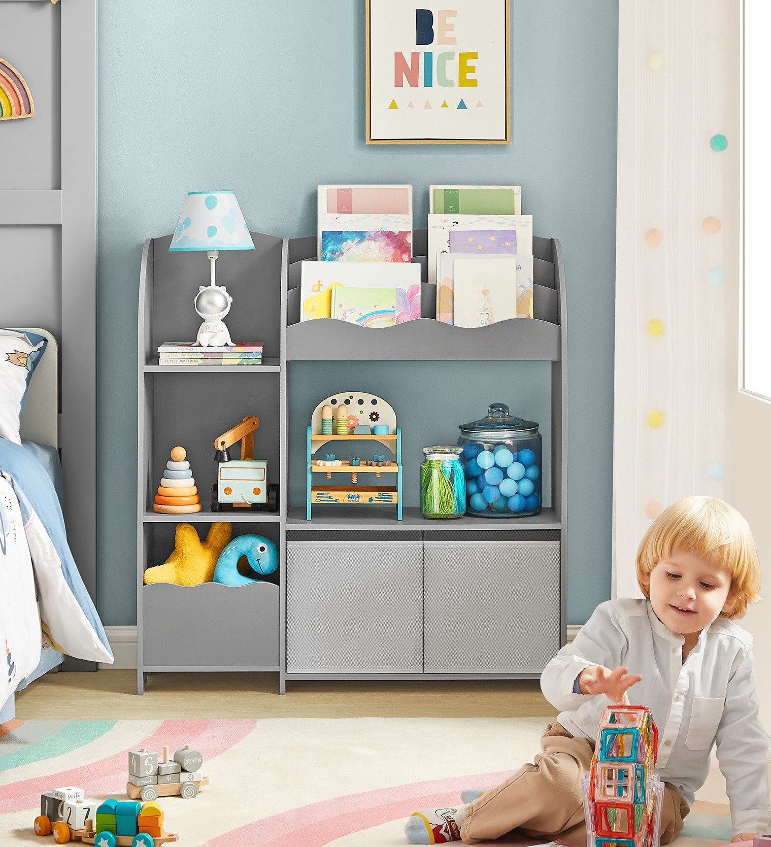 SONGMICS Spielzeugtruhe Kinderregal Bücherregal Kinder, Spielzeugregal günstig online kaufen