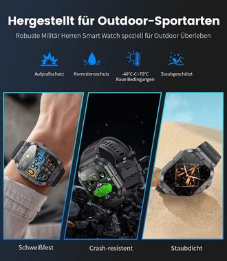 Lige Smartwatch (1,96 Zoll Zoll, Android iOS), 100+ Sportmodi SpO2 Wasserdicht Aktivitätstracker 400mah Sportuhr