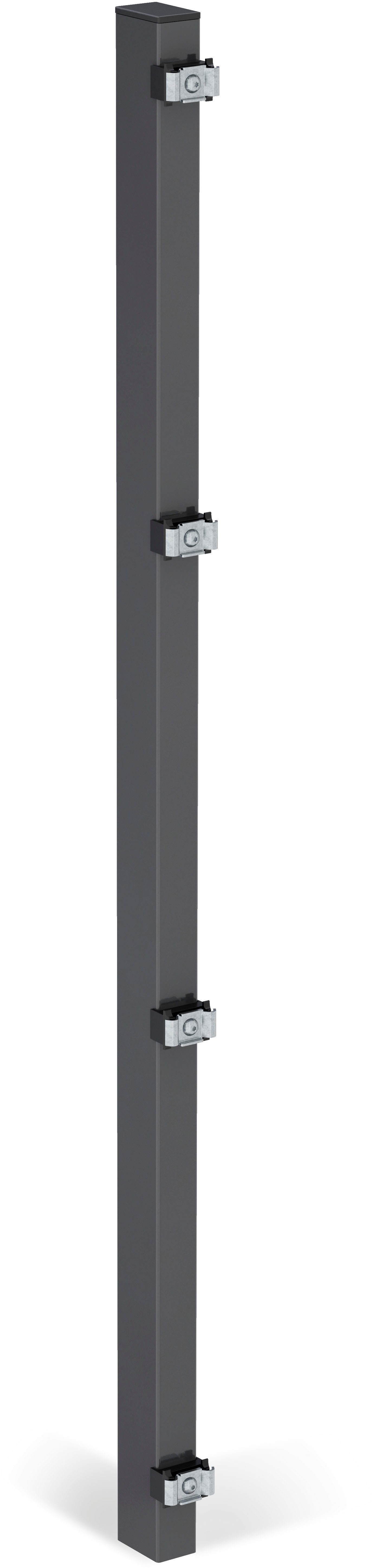 Alberts Zaunpfosten 60x40 mm für Doppelstabmattenzaun, 127,5 cm, zur Befestigung mit Einschlag-Bodenhülse oder Pfostenträger