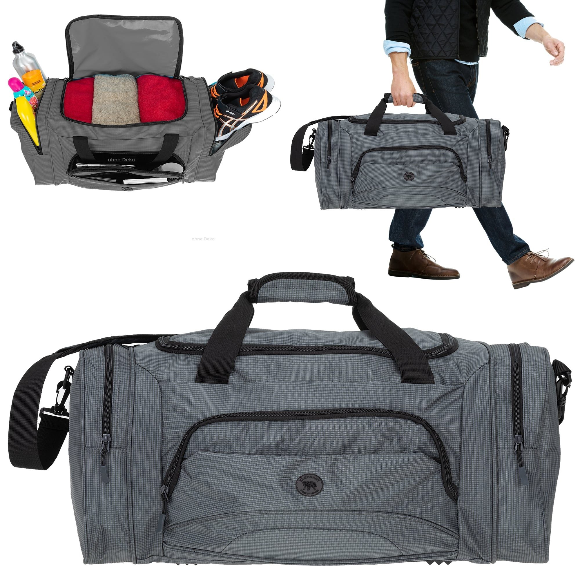 ELEPHANT Sporttasche Reisetasche Saunatasche Damen Herren groß 62 cm XL, Color Sport Reise Sauna Tasche Fitness Gym + Flasche