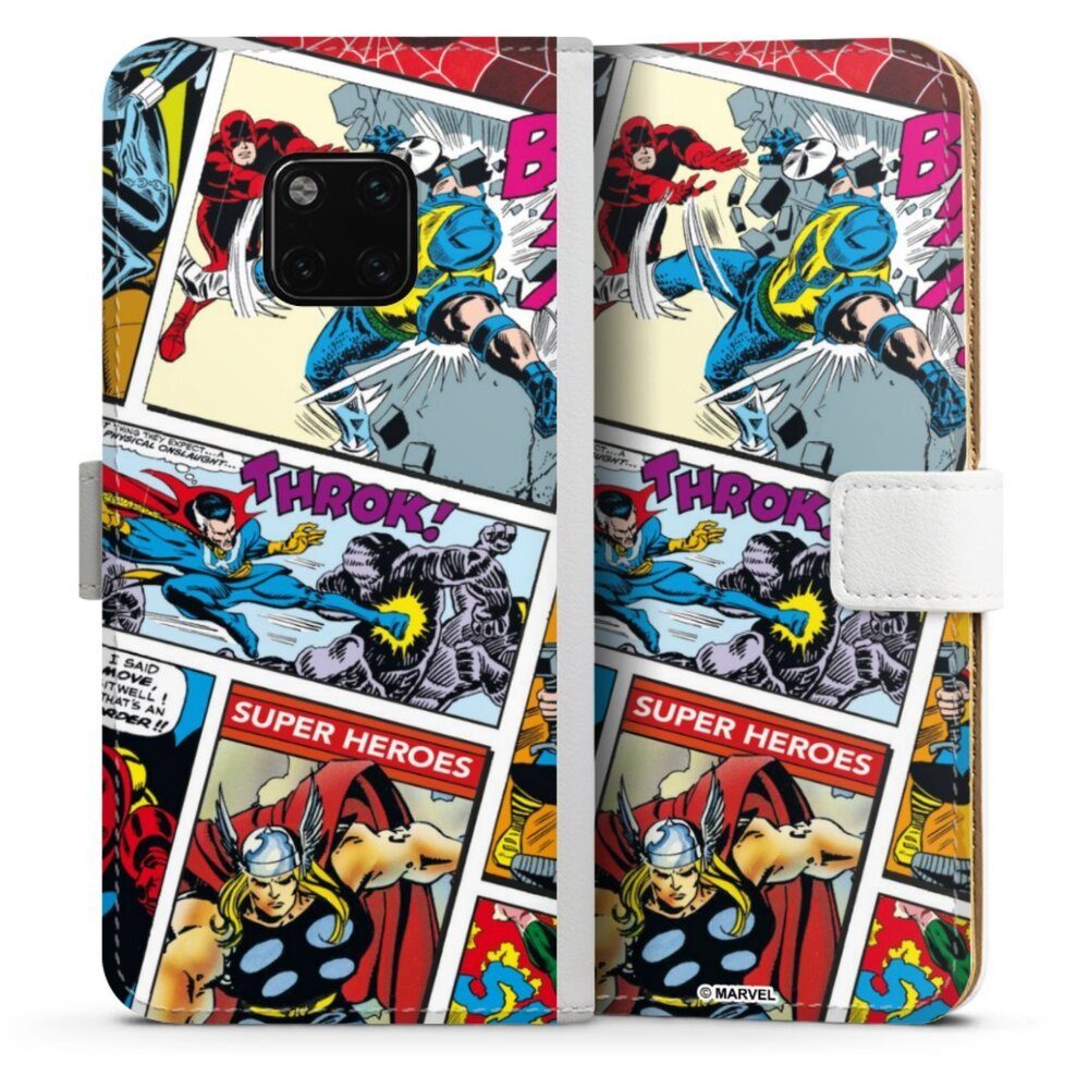 DeinDesign Handyhülle Marvel Retro Comic Blue, Huawei Mate 20 Pro Hülle Handy Flip Case Wallet Cover