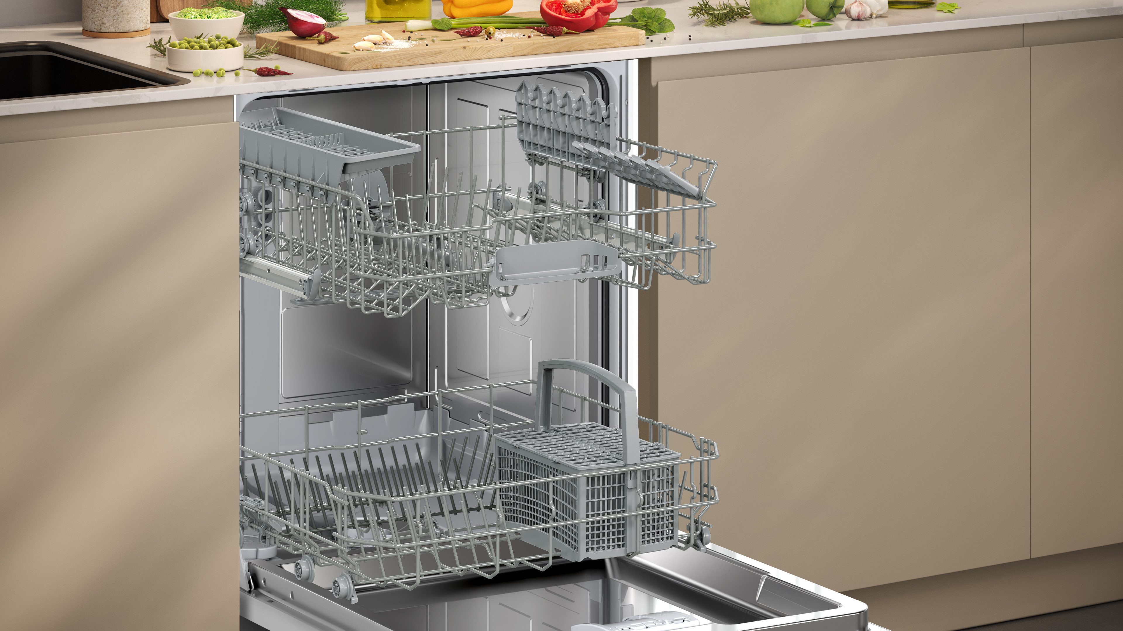 NEFF vollintegrierbarer Geschirrspüler N 50 S175HTX06E, 13 Maßgedecke, Info Light - erlischt bei Beendigung des Spülvorgangs, flexible Körbe – Bild 5 von 5