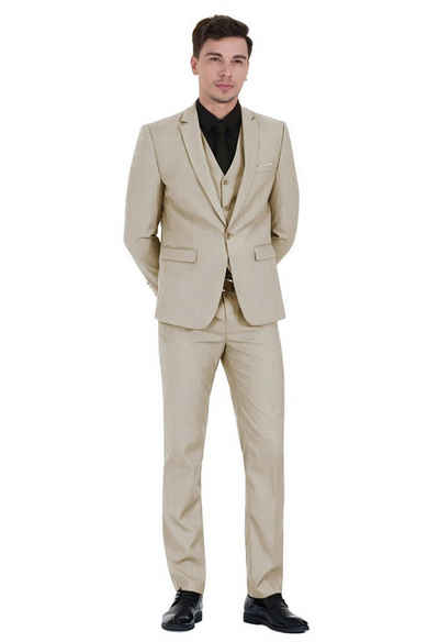 Allthemen Anzug (Set, Sakko & Weste & Hose) Slim Fit Herrenanzug für Business