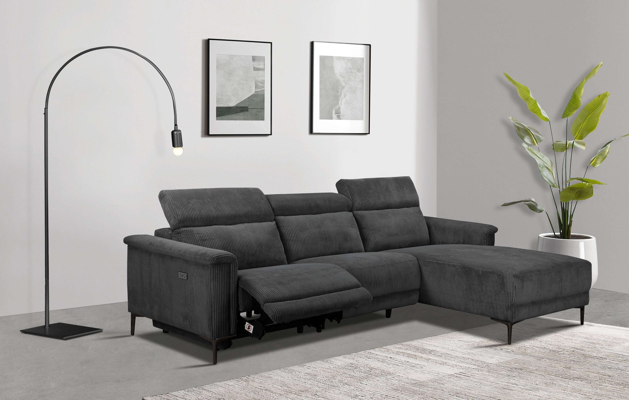 Places of Style Ecksofa "Lund in Cord, L-Form, 261 cm, manuelle und elektr. günstig online kaufen