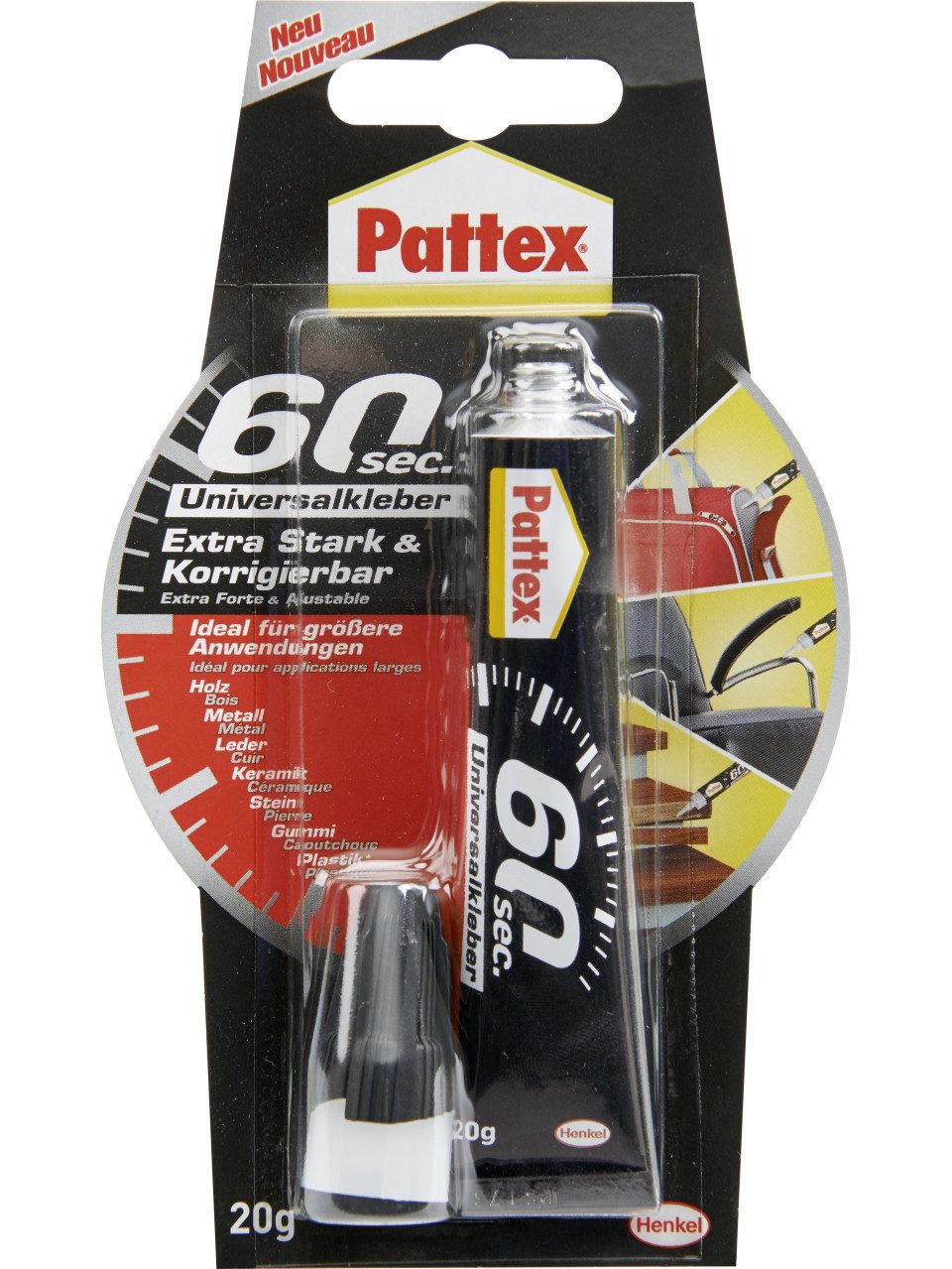 Pattex Klebstoff Pattex 60sec. Universalkleber 20 g Tube, klar &