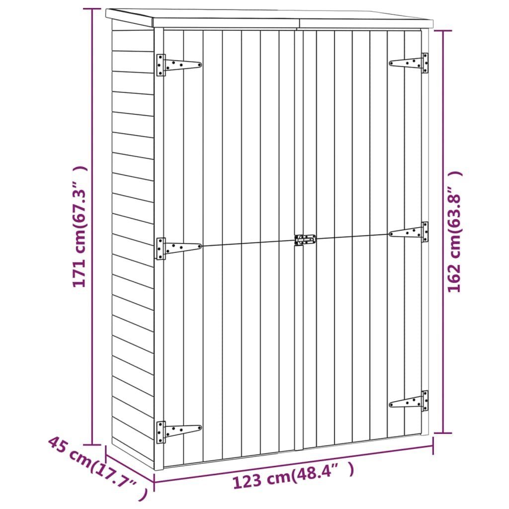 123x45x171 vidaXL Massivholz Imprägniert Gartenhaus cm Geräteschuppen Kiefer