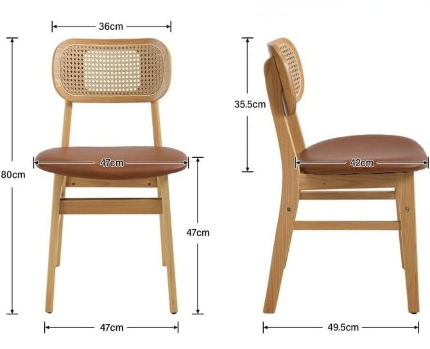 WAHSON OFFICE CHAIRS Esszimmerstuhl Rattansessel 2/4er Set, Küchenstuhl – Bild 3 von 5