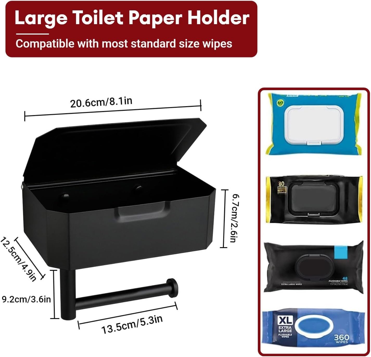 SURFOU Toilettenpapierhalter Ohne Bohren Klopapierhalter mit Feuchttücherbox Wandmontierter (Spar-set, Toilettenpapierhalter aus rostfreiem Edelstahl, Edelstahl, Papier Halterung mit 21 cm Ablage. mit Bohrfreie Aufkleber), mit Tücherbox, Hohe Tragfähigkeit, Einfache Installation