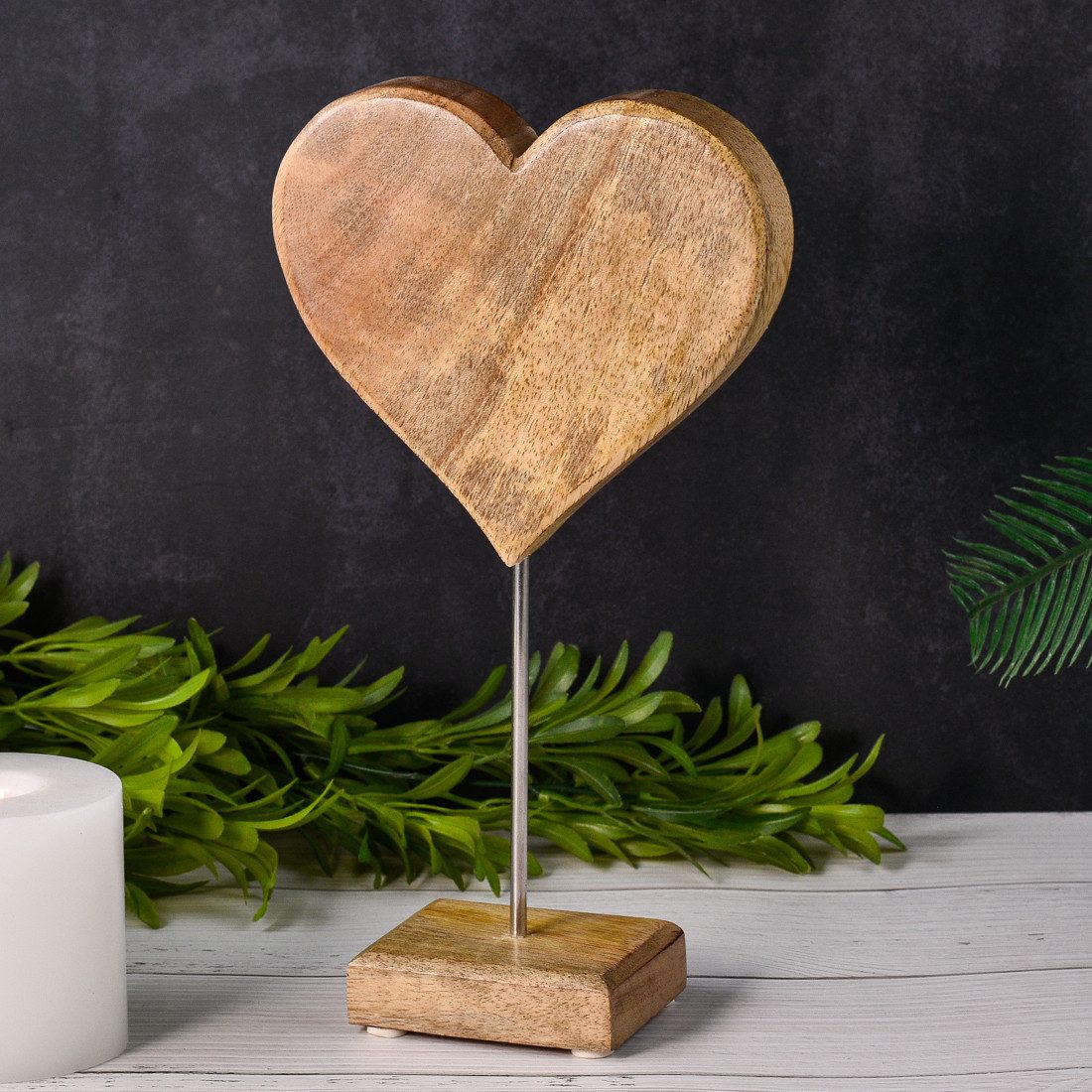 Marrakesch Orient & Mediterran Interior Dekoobjekt Dekofigur Herz Amour -6- Holz Metall Handarbeit Naturdesign H 27cm, Handarbeit