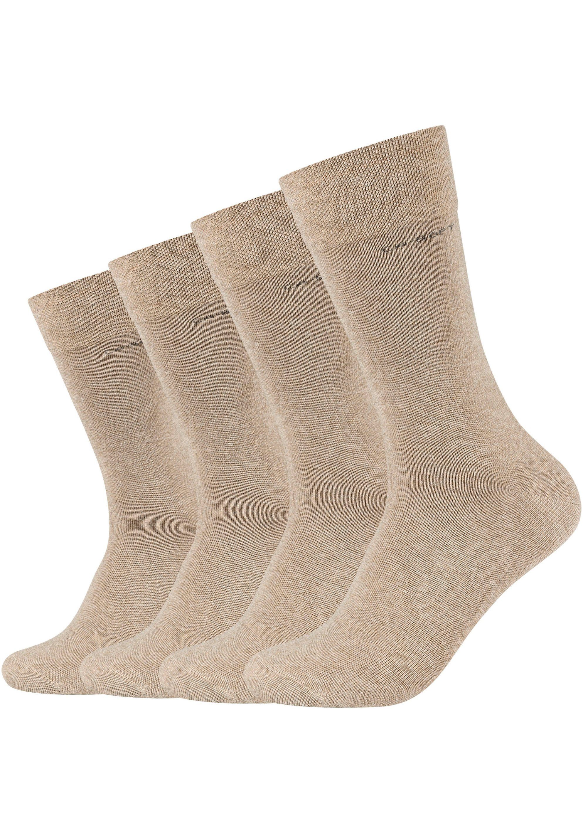 und Camano verstärktem sand-melange Zehenbereich Fersen- 4-Paar) Socken Mit (Packung,