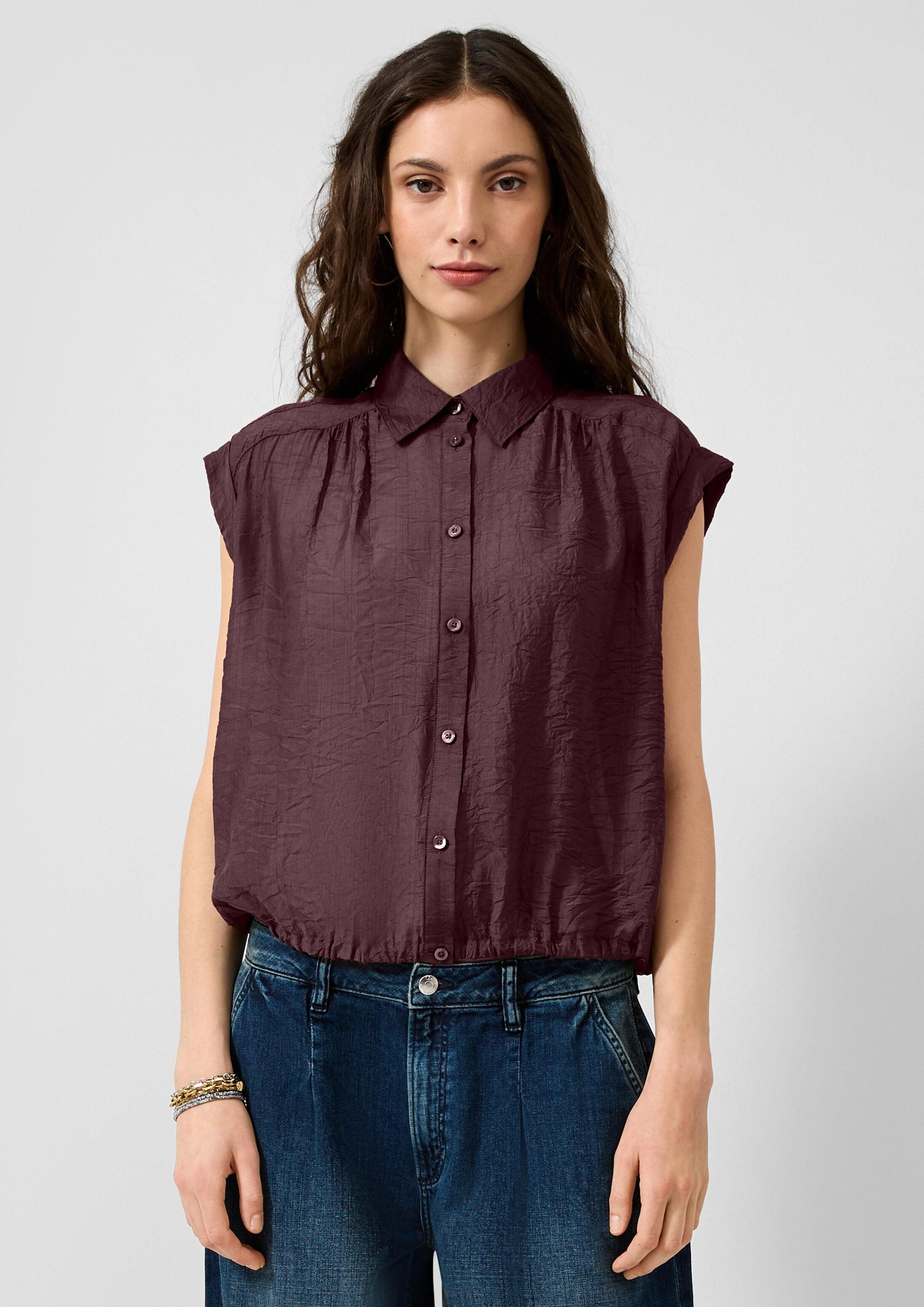 QS Blusentop Bluse Leicht transparente Viskosemixbluse