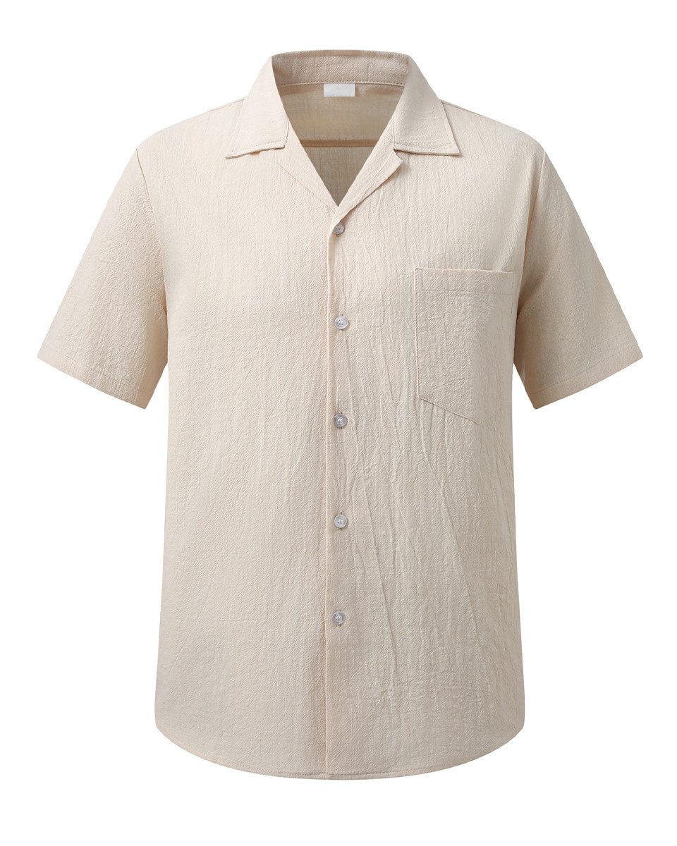 Allthemen Kurzarmhemd Herren Vintage Kubanerkragen Kurzarmhemd Freizeithemd lockerer