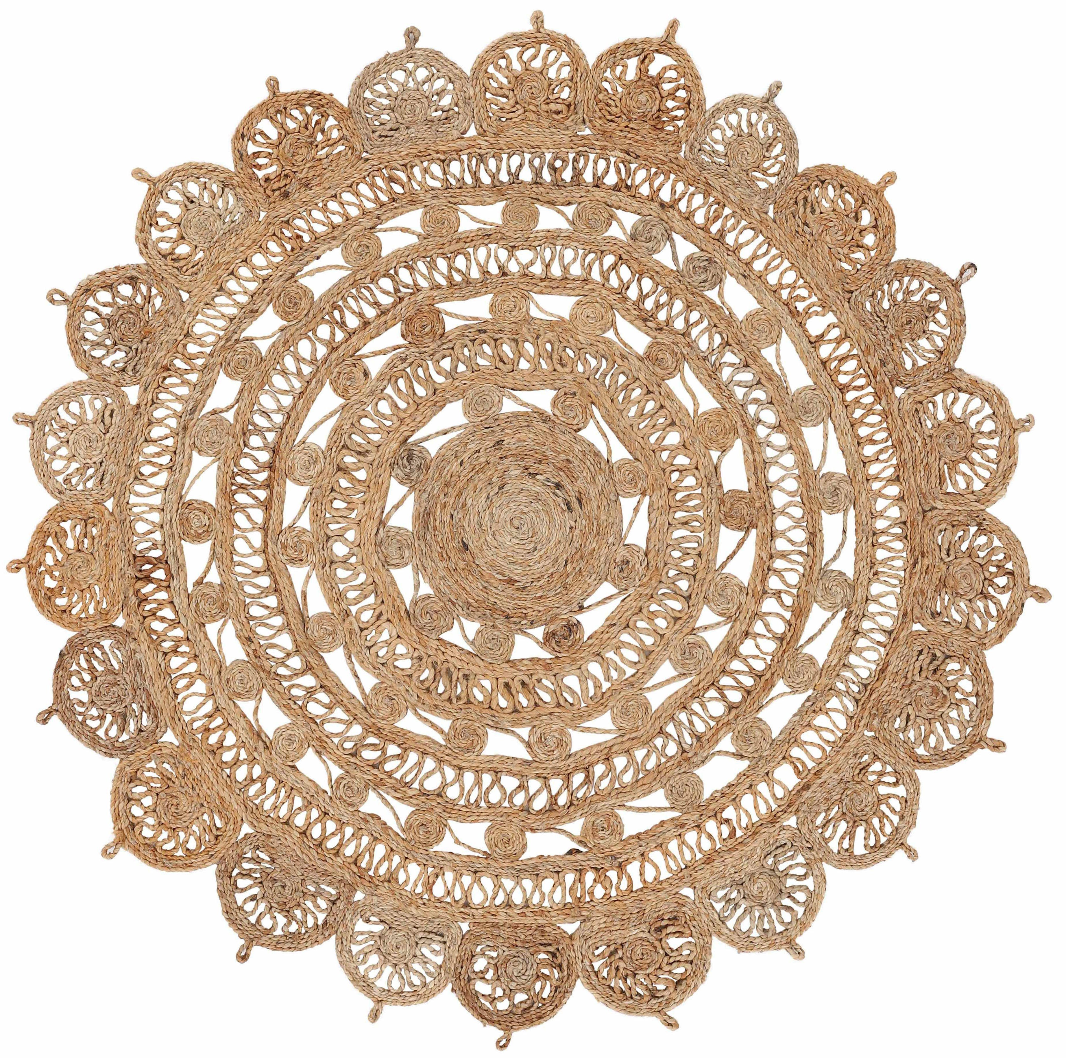 carpetfine Teppich Cate Juteteppich Naturfaser, rund, Höhe: 5 mm, 100 % geflochtene Jute, beidseitig nutzbar