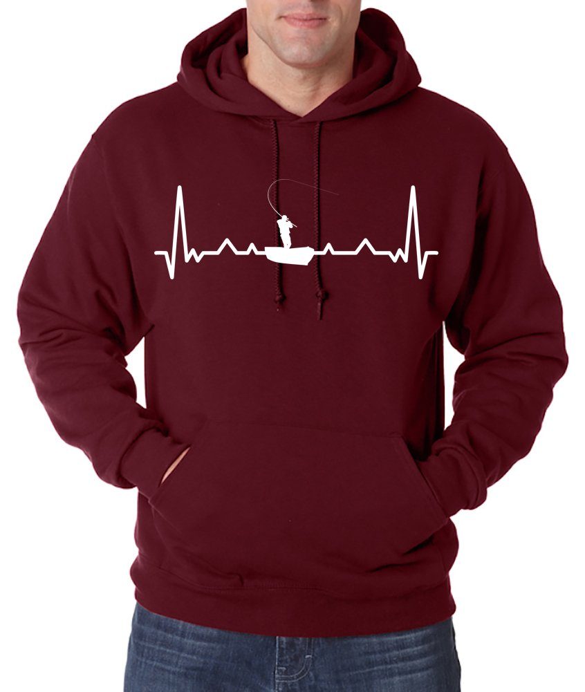 Youth Designz Kapuzenpullover Heartbeat Angeln Herren Hoodie Pullover mit Trendigem Angler Frontdruck