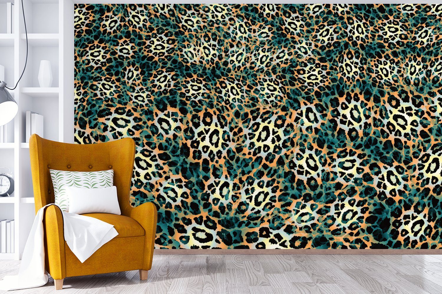 MuchoWow Fototapete Leopardenmuster - bedruckt, Kinderzimmer, (6 Tiere, Tapete Matt, für Design St), Schlafzimmer, Wallpaper Vinyl Wohnzimmer, 