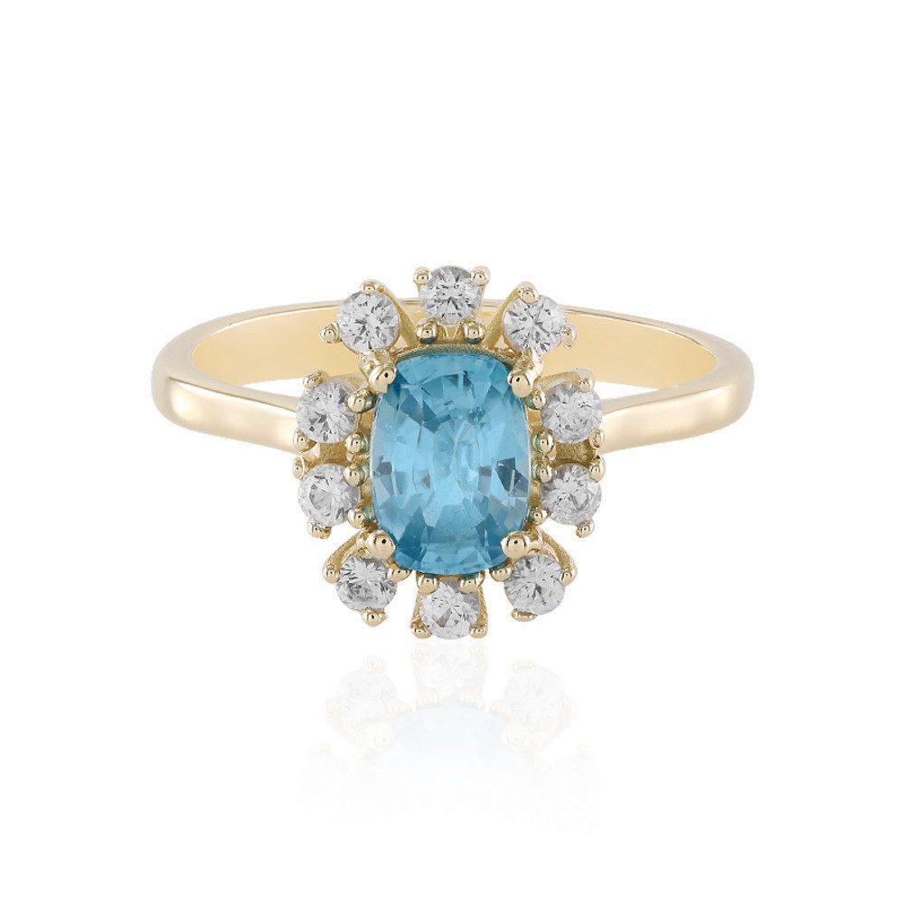 Cavill Goldring Ratanakiri Zirkonring 1,19 ct mit weißen Saphiren, 9K Gelbgold (1-tlg)