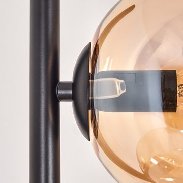 hofstein Stehlampe Stehlampe aus Metall/Glas in Schwarz/Bernstein/Klar, ohne Leuchtmittel, Leuchte mit Glasschirmen (15cm),Schalter, 5 x E14, ohne Leuchtmittel
