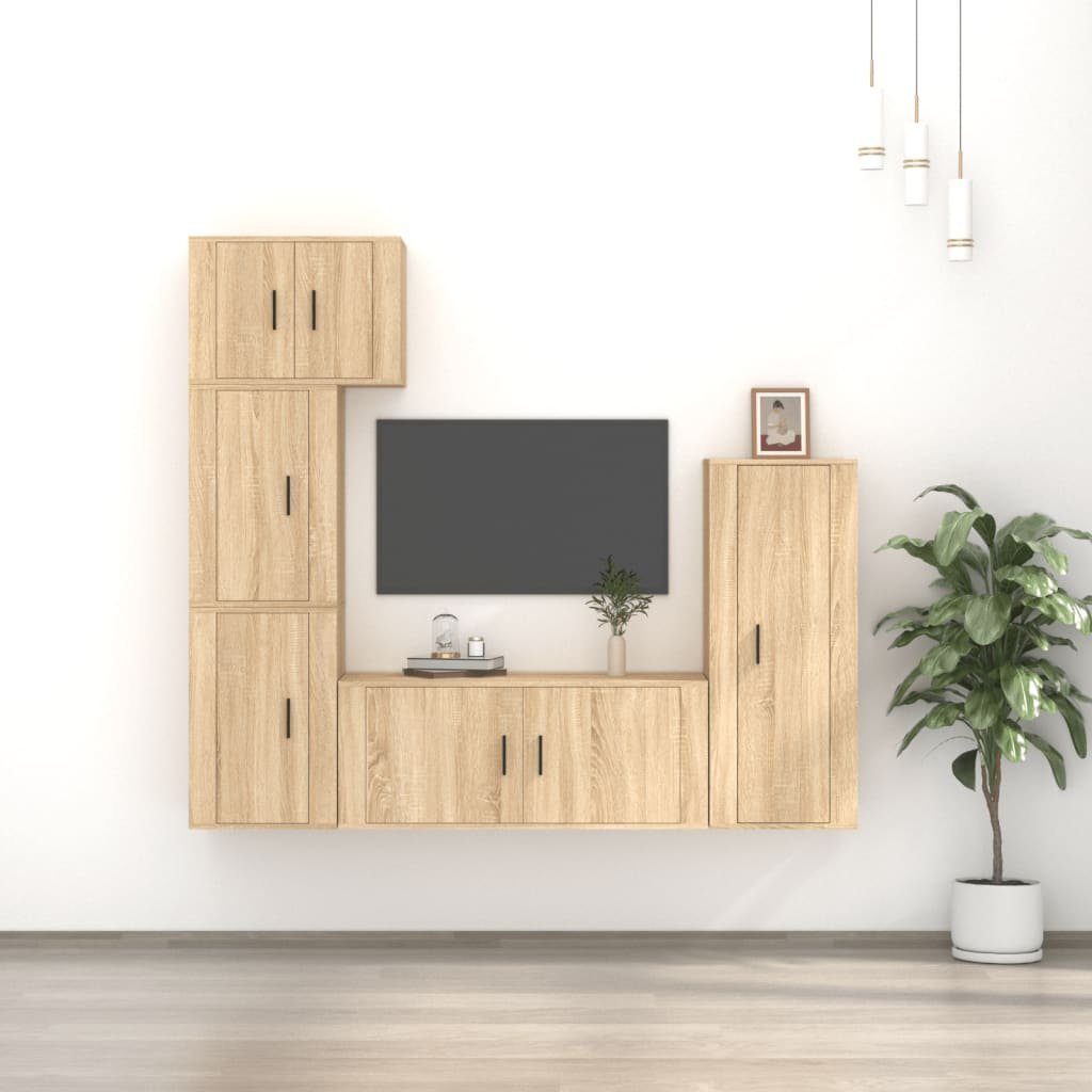 vidaXL TV-Schrank 5-tlg. TV-Schrank-Set Sonoma-Eiche Holzwerkstoff (5-St) Sonoma Eiche | TV-Schränke