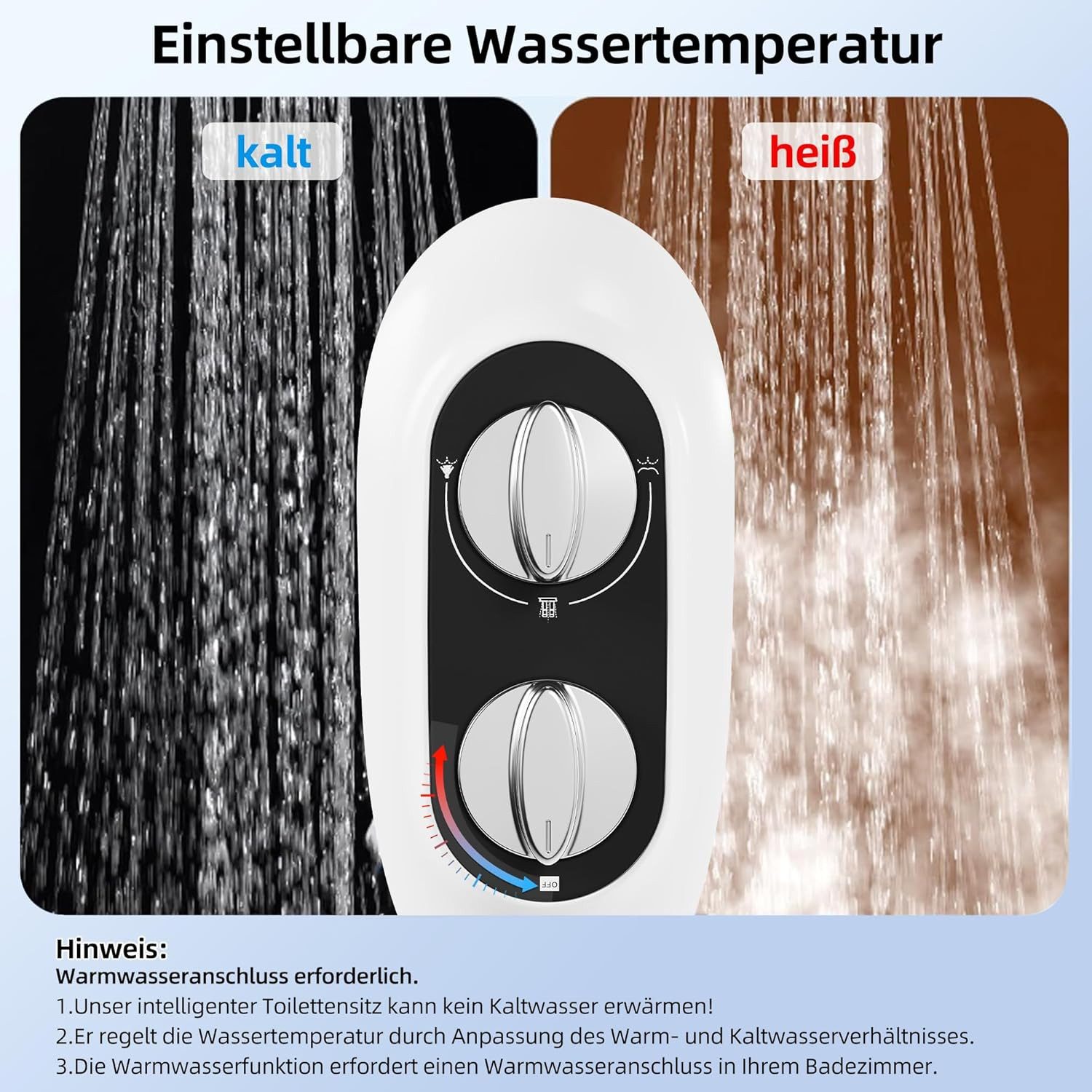 GarveeMore Bidetarmatur Bidet-Aufsatz mit zwei Reinigungsmodi, temperaturverstellbar