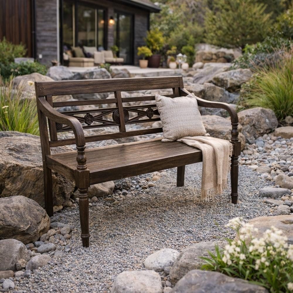 LebensWohnArt Sitzbank Massive Teakholz Sitzbank CHRISTOS 100cm brown Outdoor Gartenbank